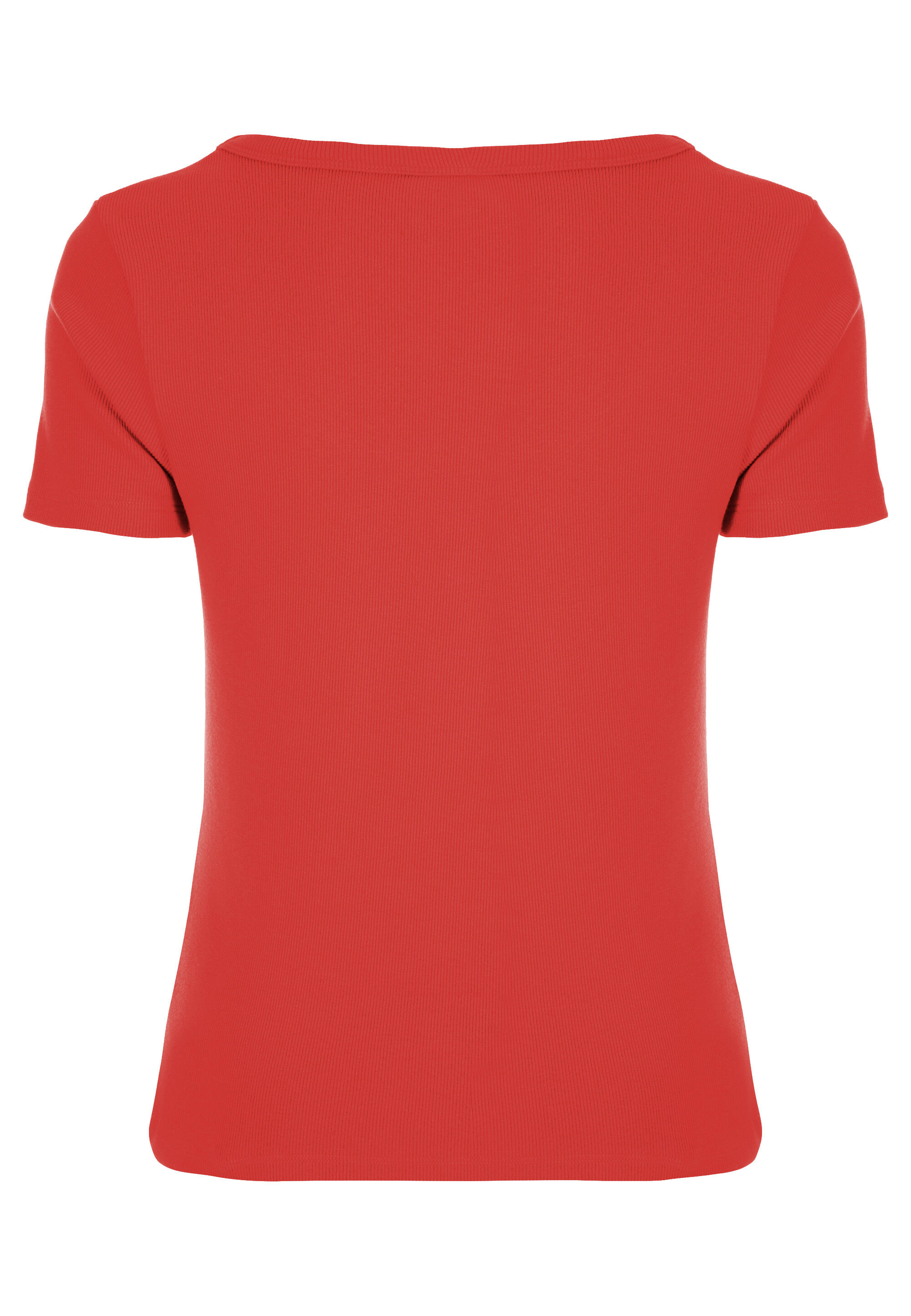 Womens Red Buttoned Scoop Neck Top