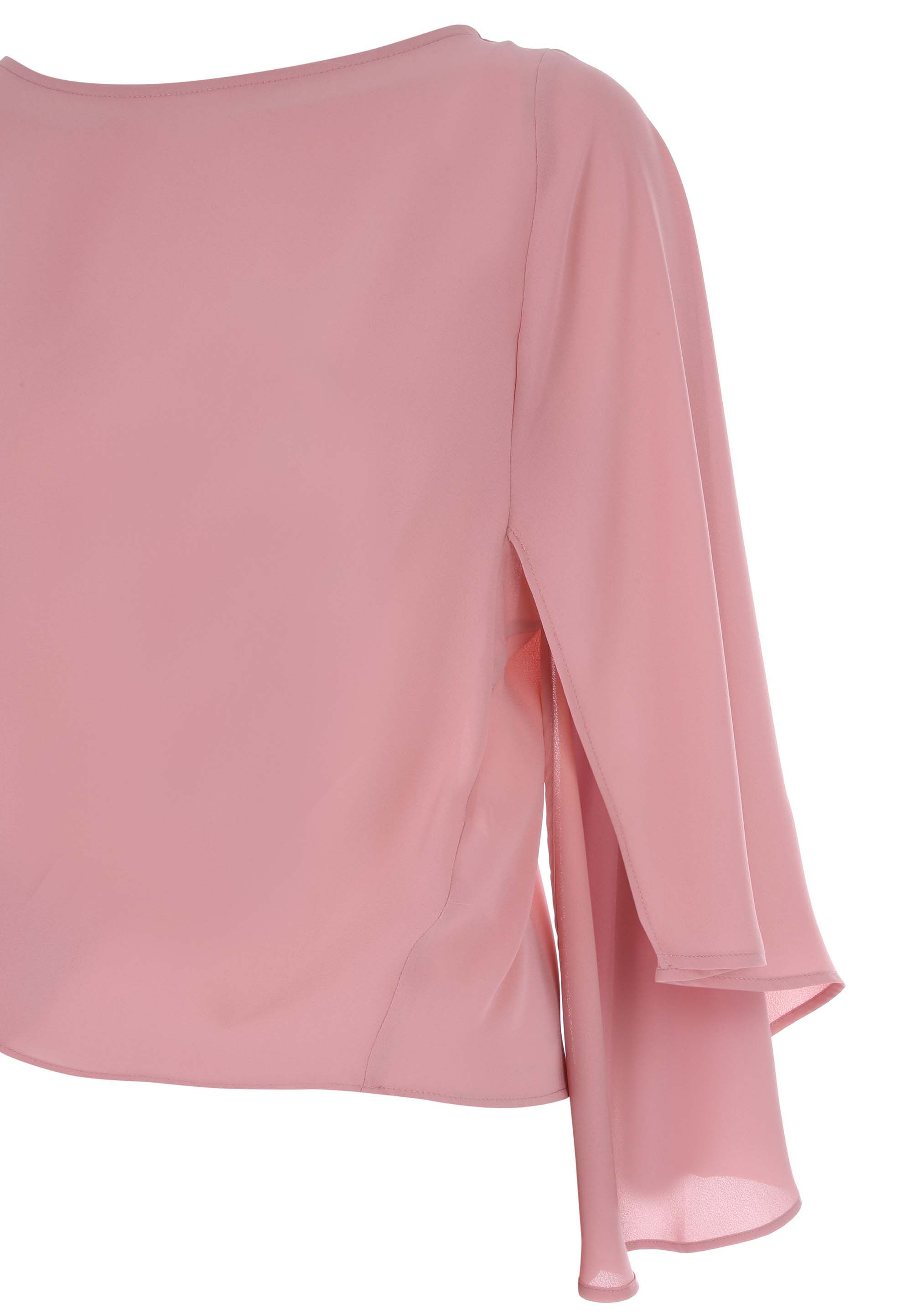 Womens Pink Plain Cape Sleeve Blouse