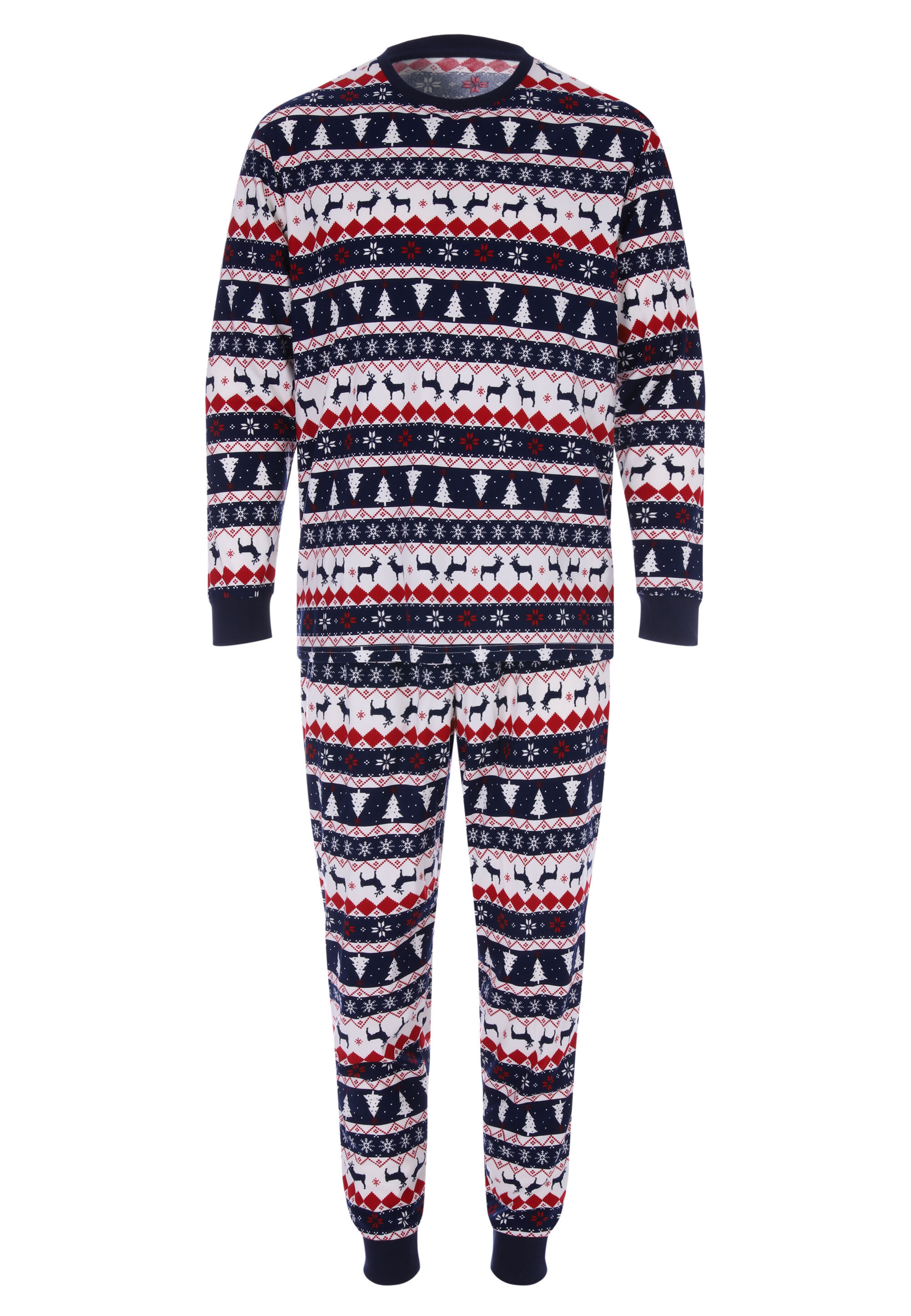 Mens Blue Fair Isle Christmas Family Pyjama Set