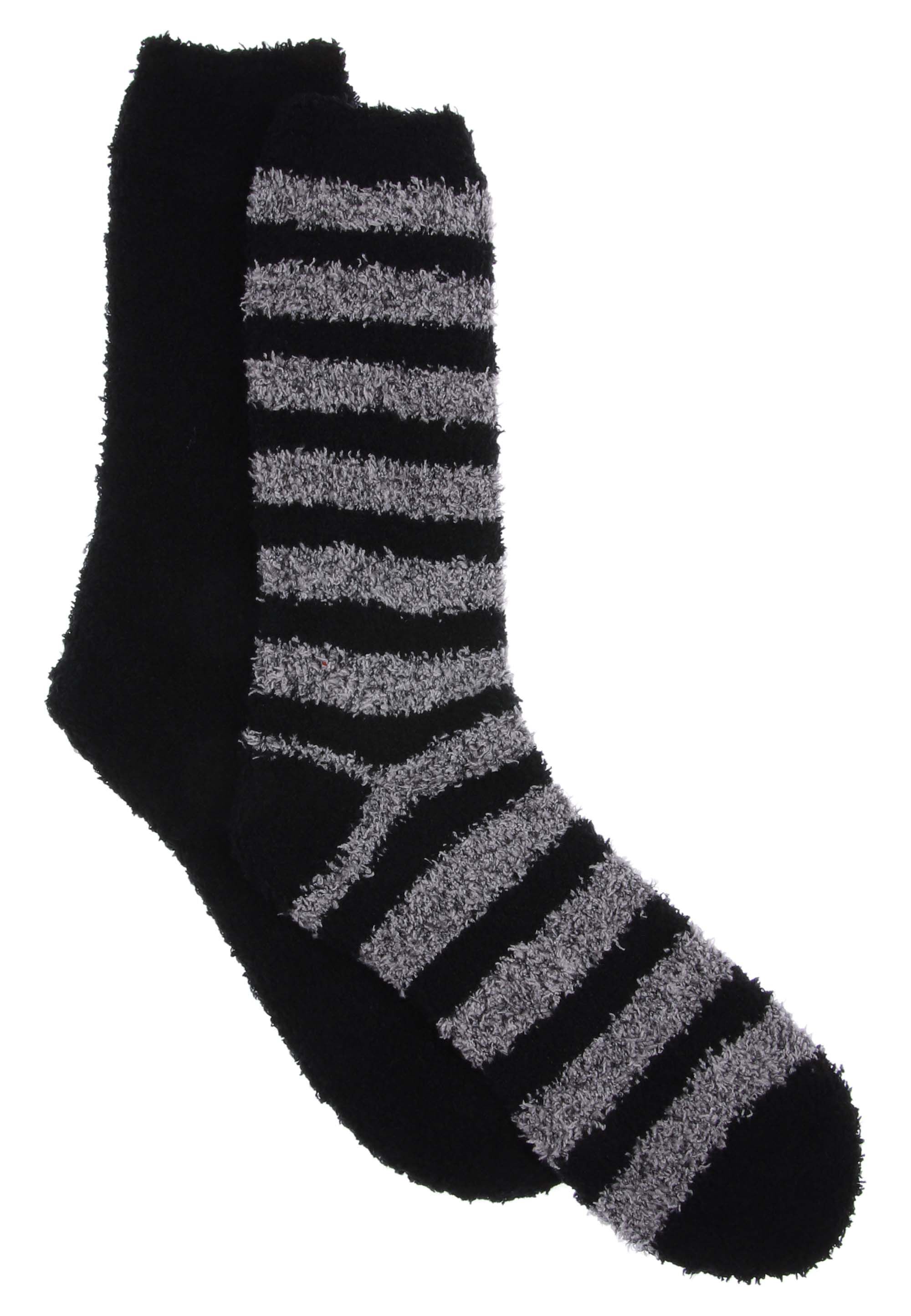 Mens 2pk Black Stripe Marshmallow Socks