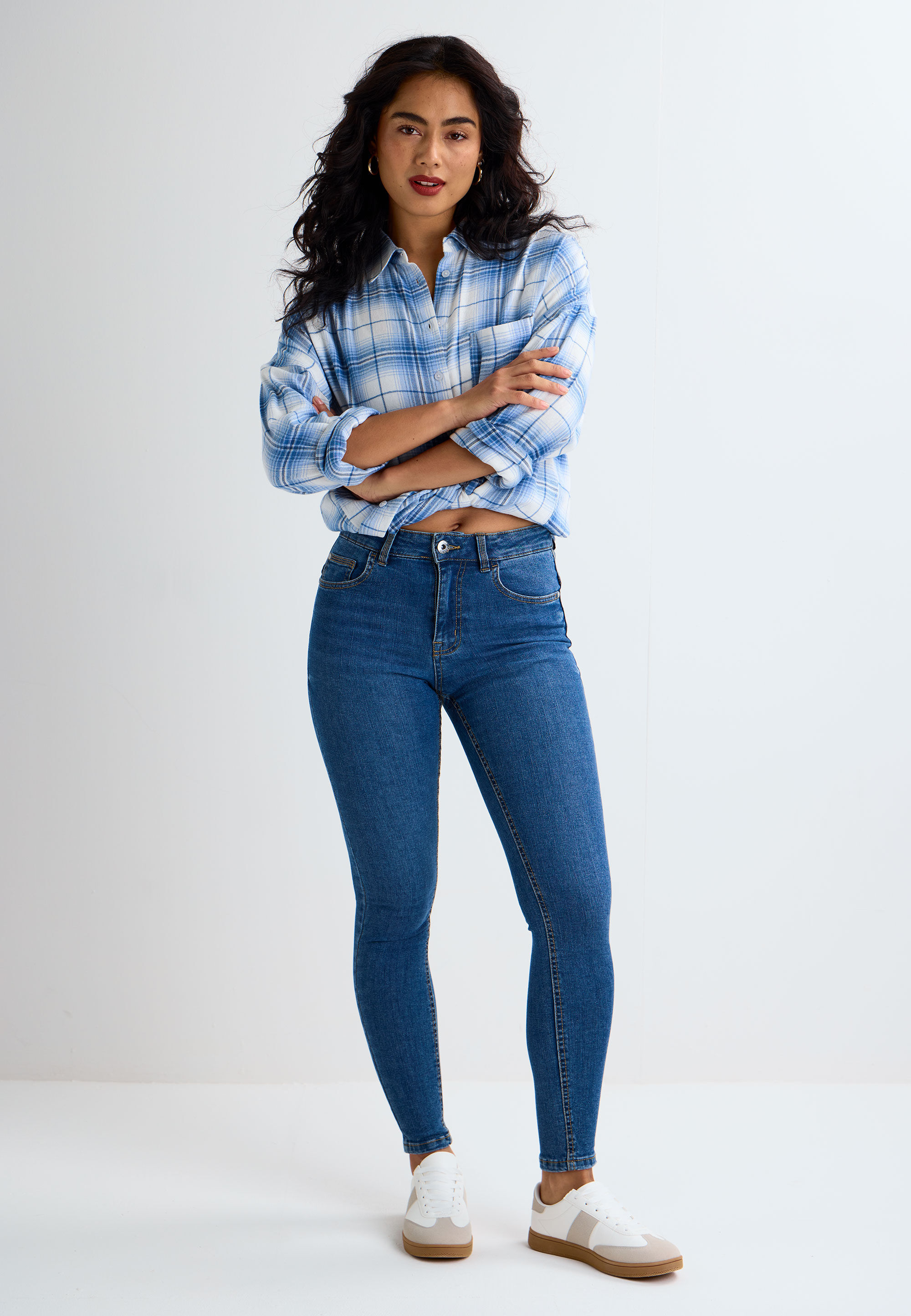 Womens Mid Blue Alexa Shaper Skinny Jeans