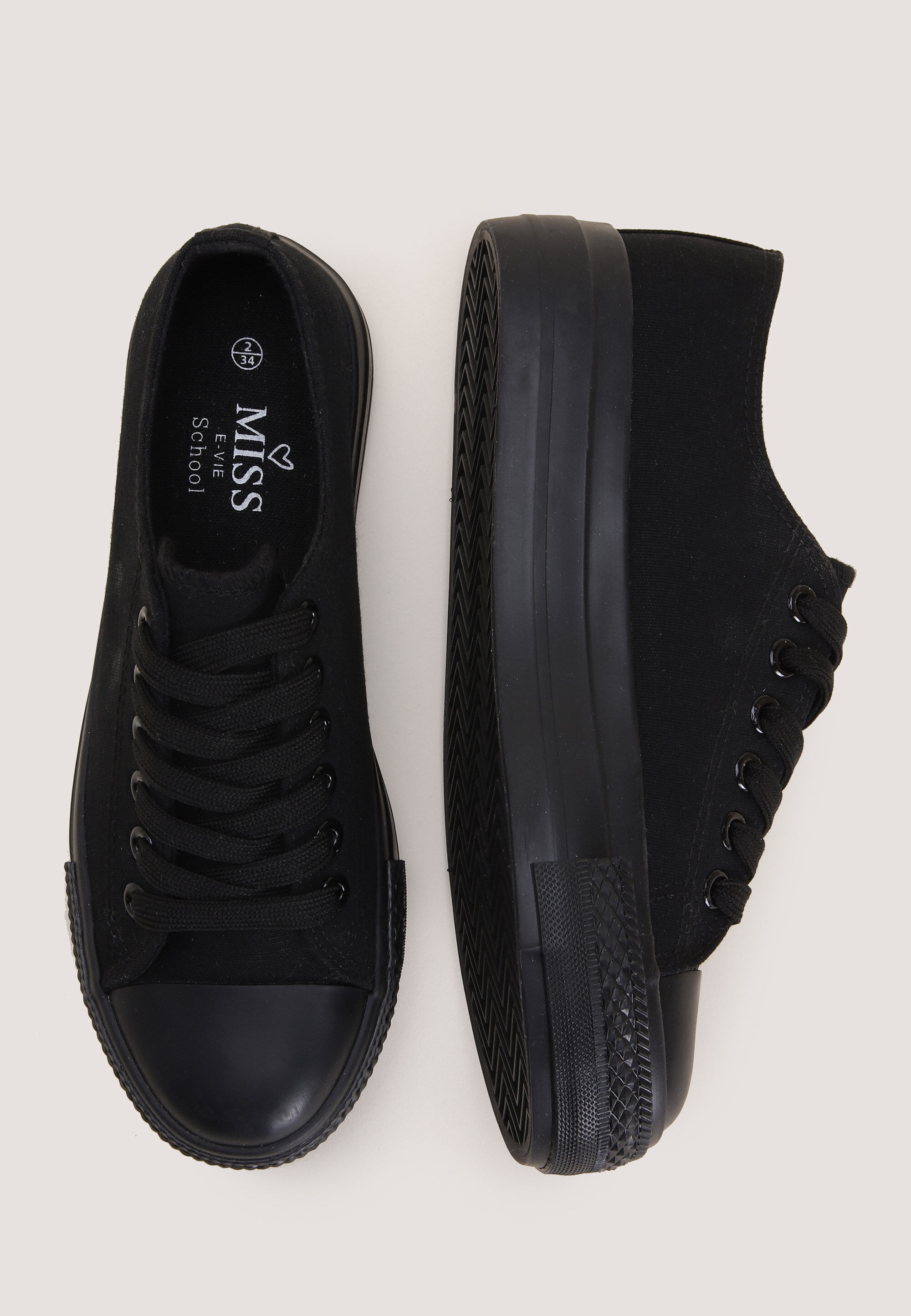 Older Girls Black Canvas Trainers