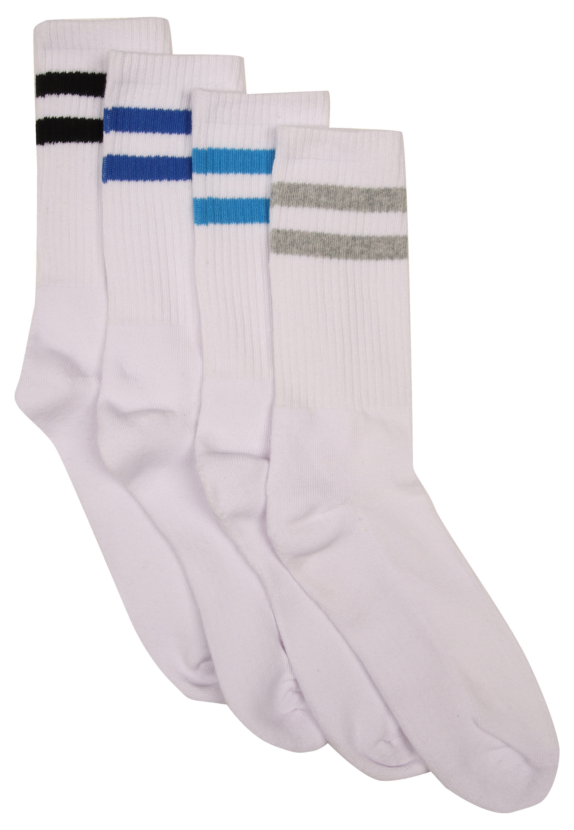 Mens 4pk White Stripe Sport Socks