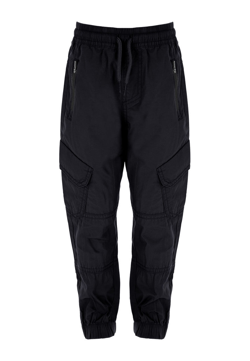 Younger Boys Black Woven Cargo Joggers