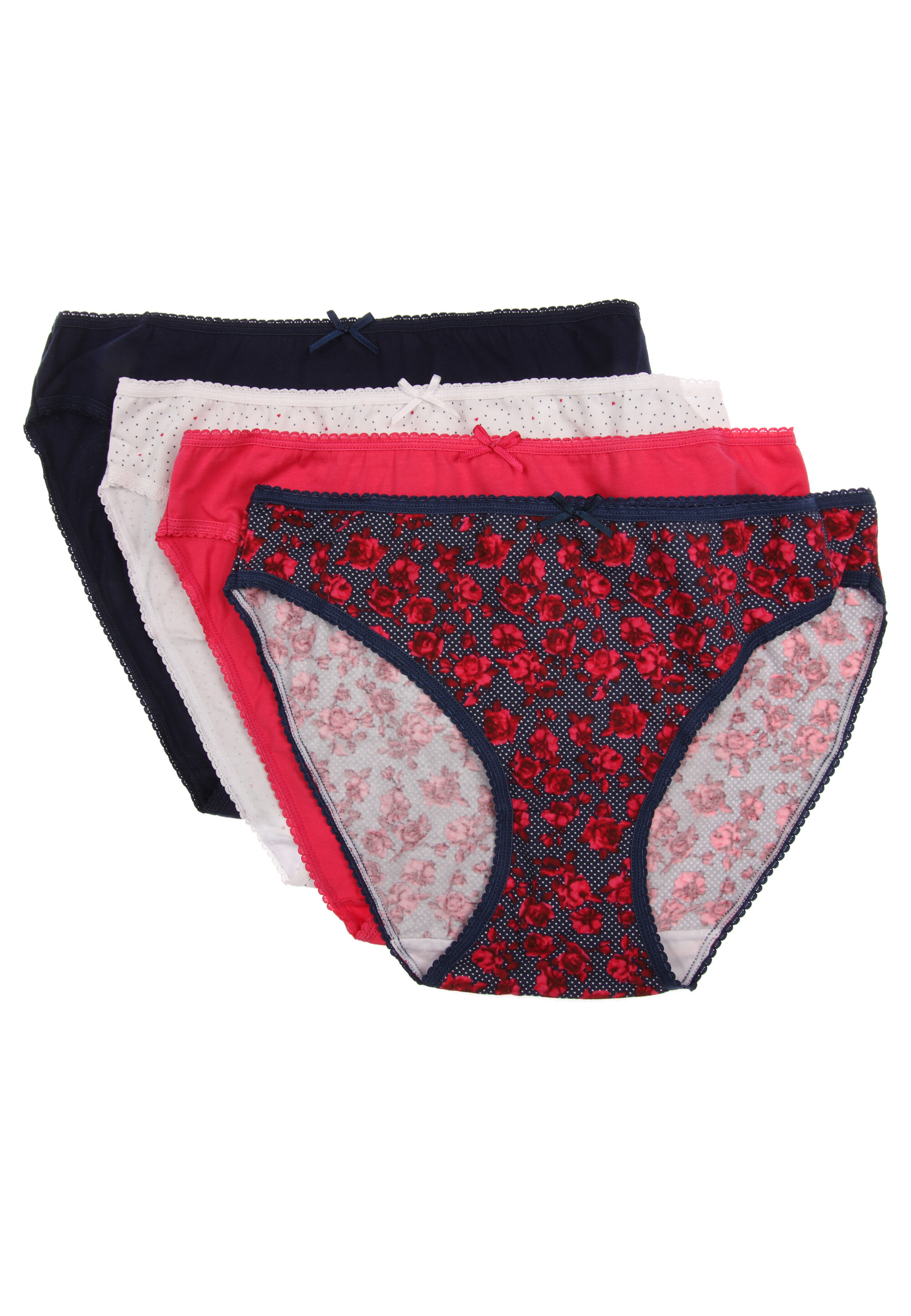 Womens 4pk Hot Pink Floral High Cut Briefs