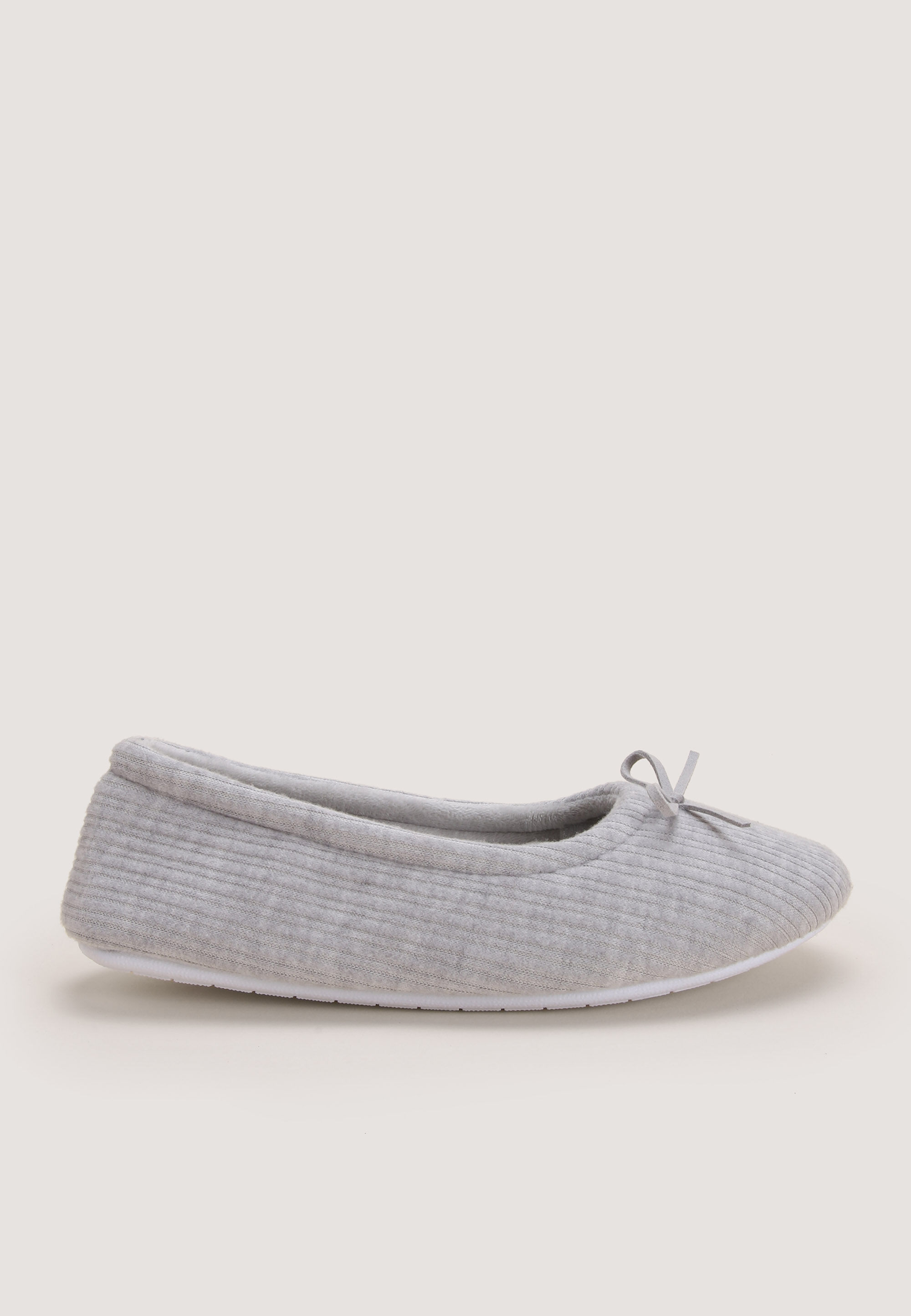 Womens Grey Pointelle Ballet Slippers