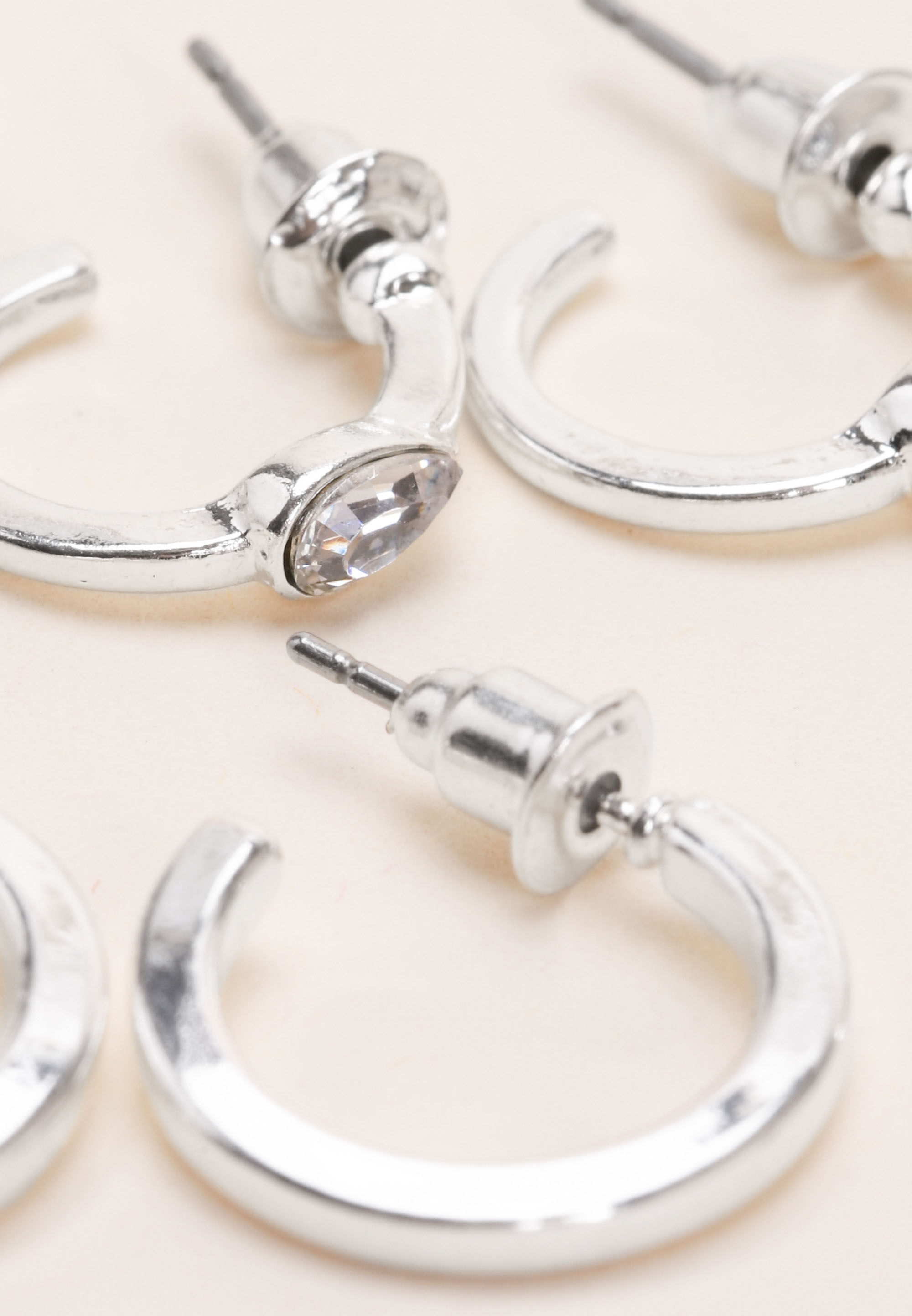 Womens 6pk Silver Mini Hoop Earrings