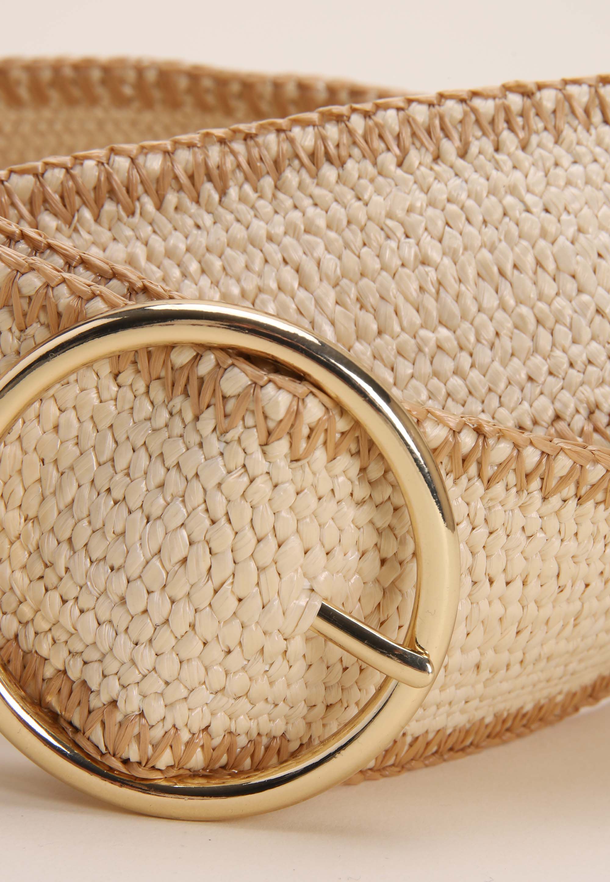 Womens Natural Woven Whipstitch Belt