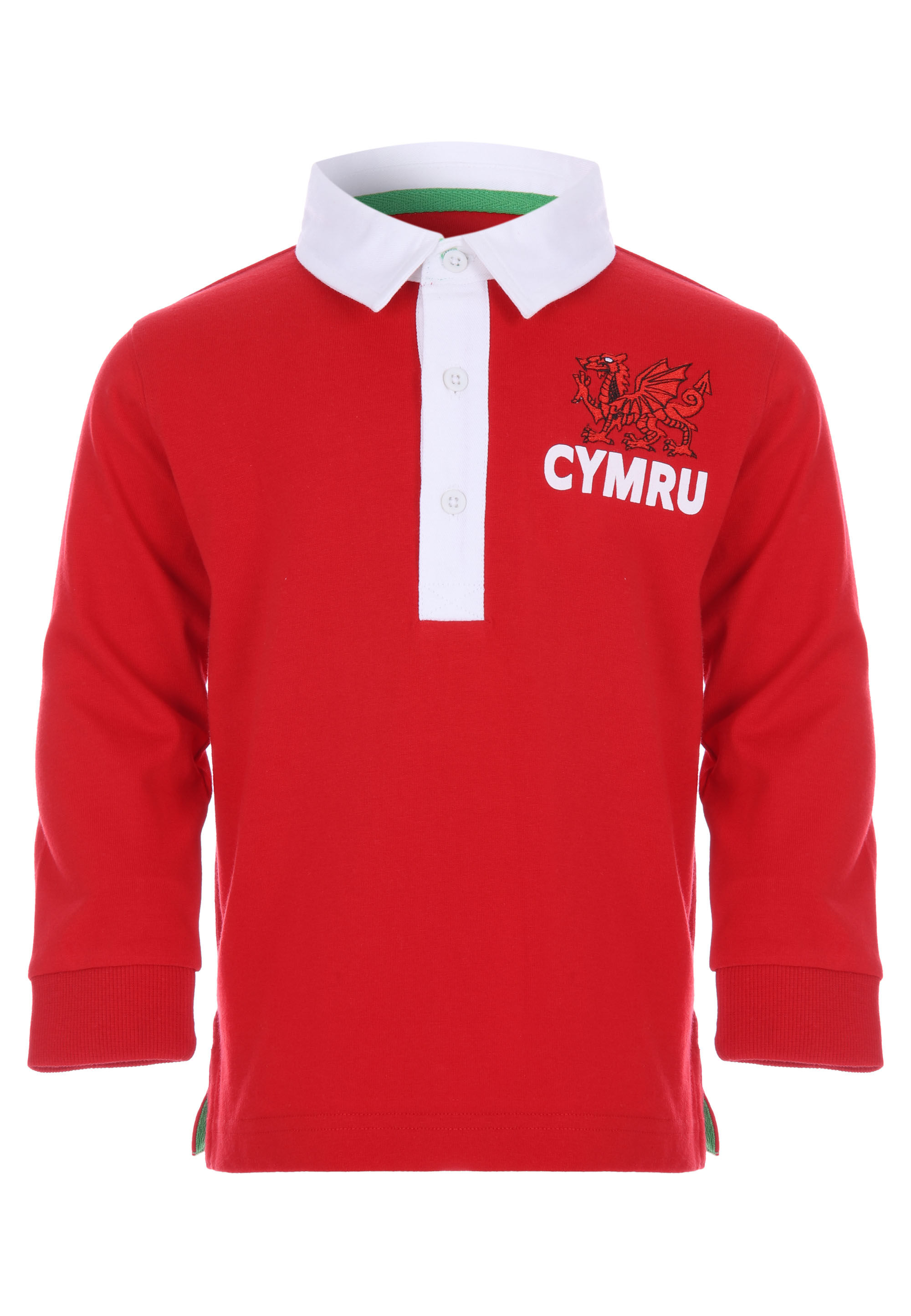 Younger Kids Red Long Sleeves Wales Polo Shirt