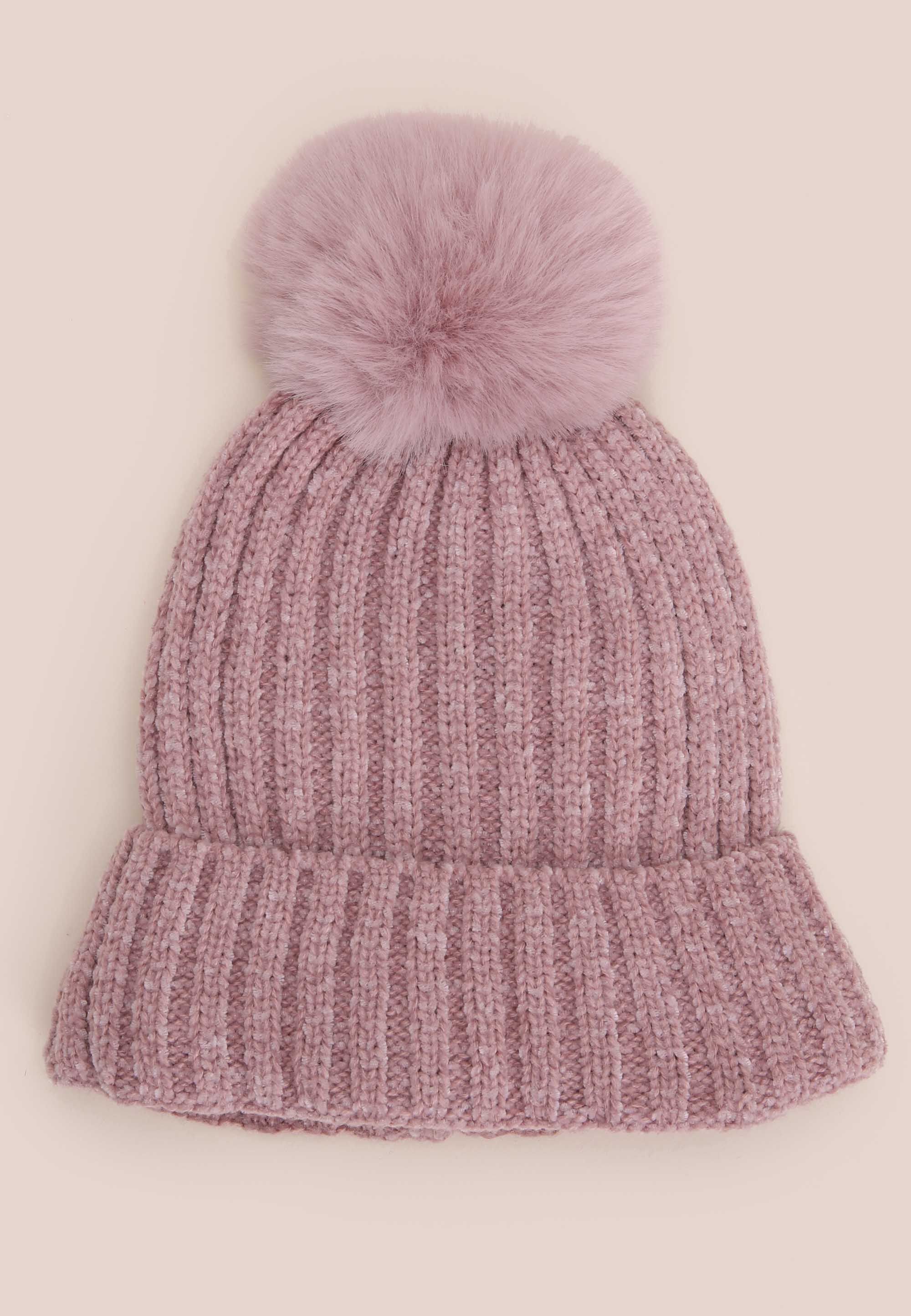 Womens Pink Knit Thinsulate Bobble Beanie Hat
