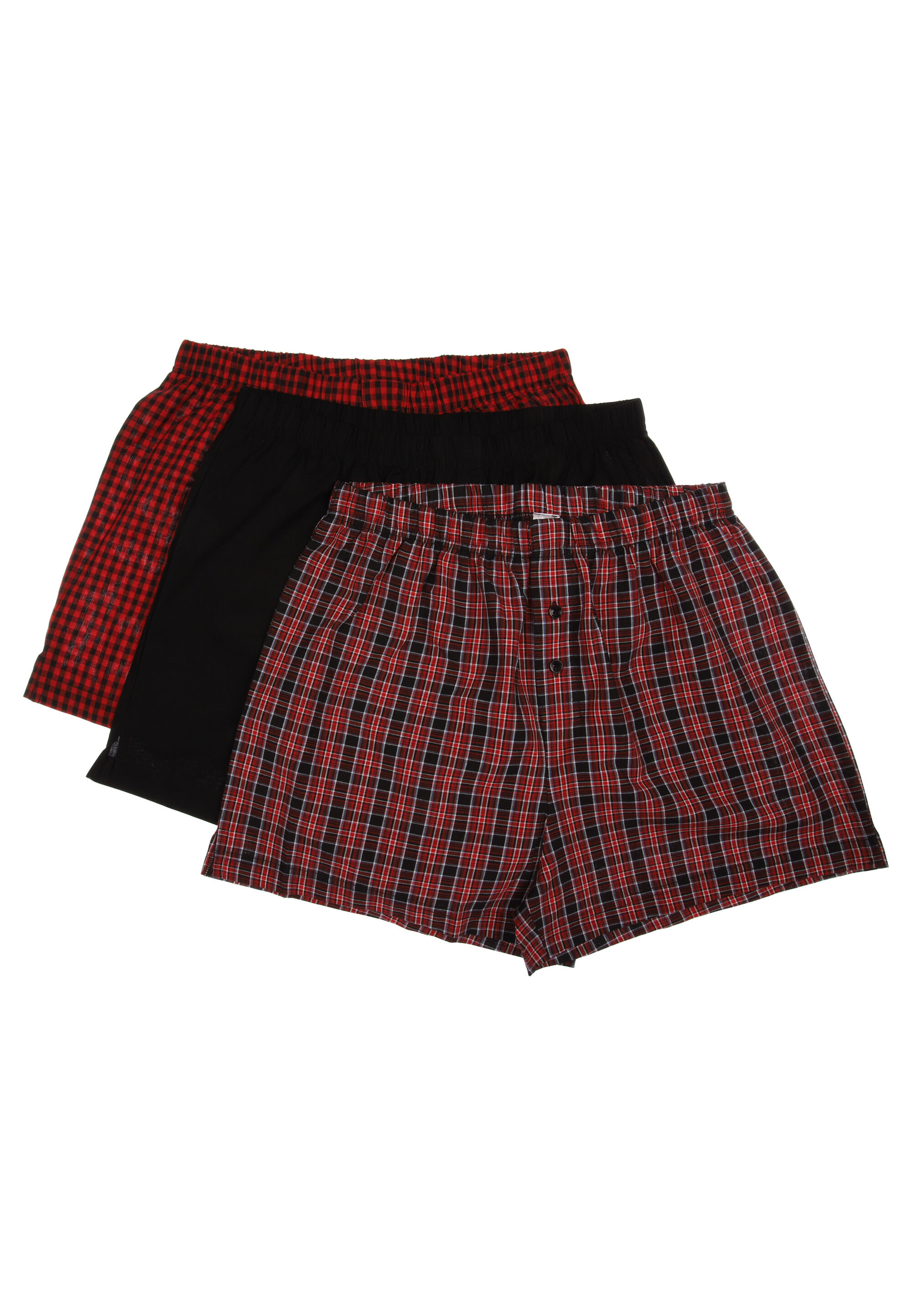Mens 3pk Red Check Woven Boxers