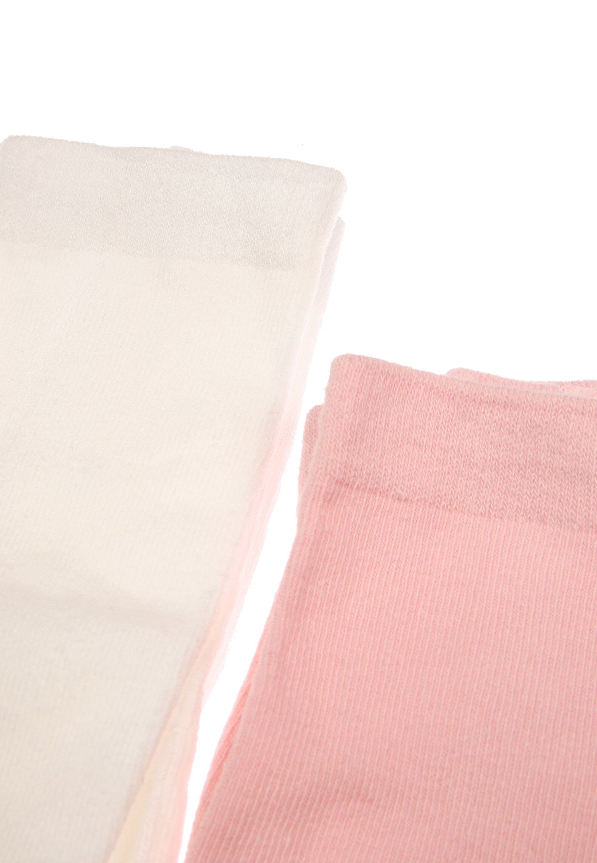 Baby Girls 2pk Pink & White Plain Ribbed Tights