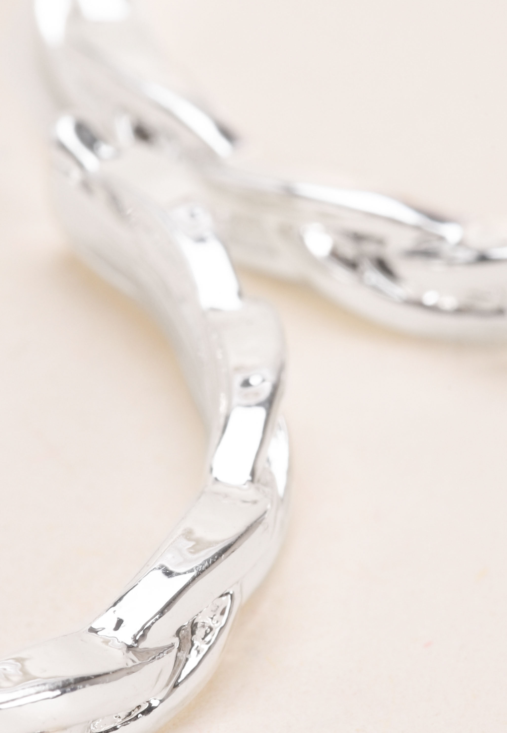 Womens Silver Diamante Chain Hoop Earrings