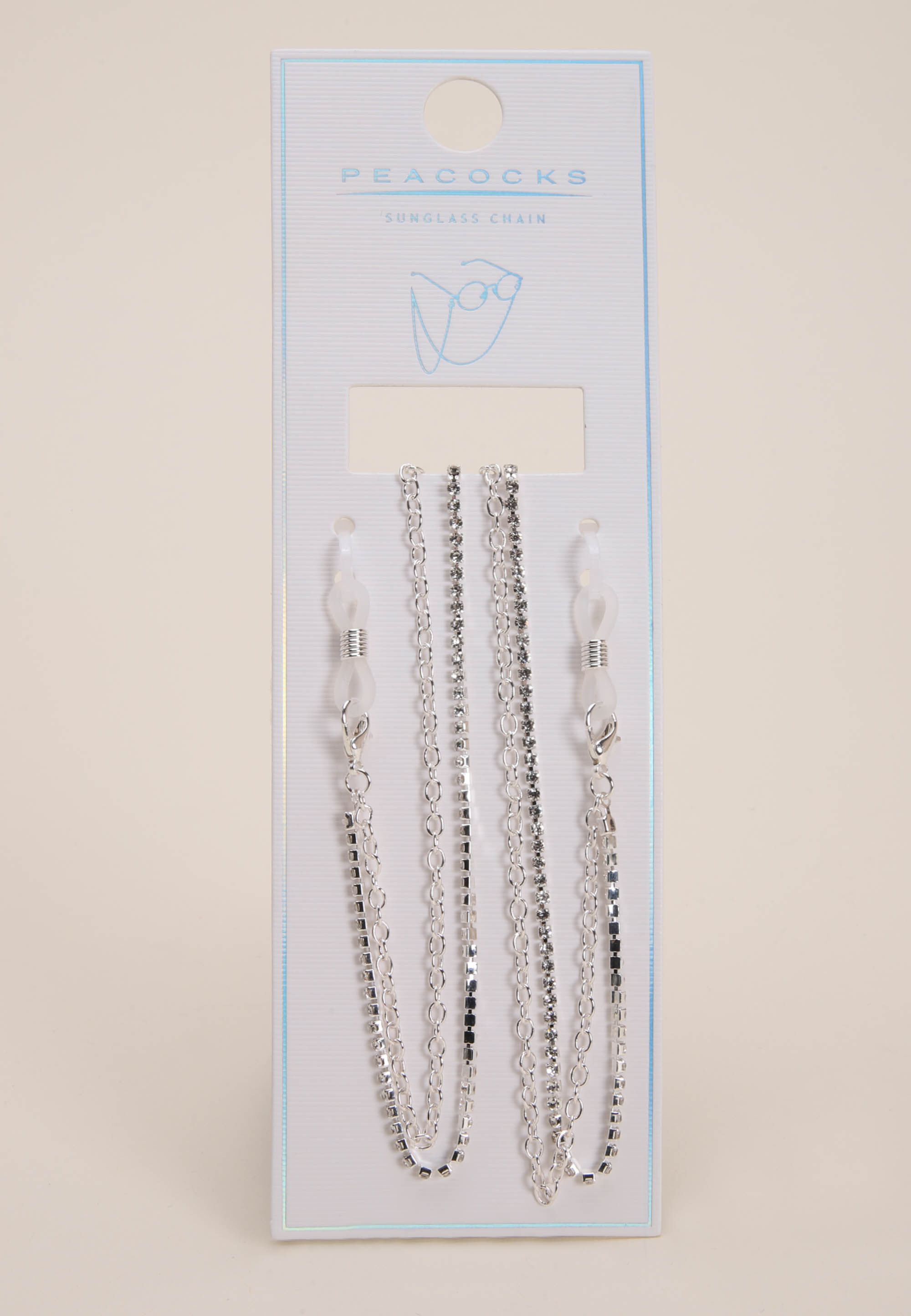 Womens Silver Diamante Sunglasses Chain