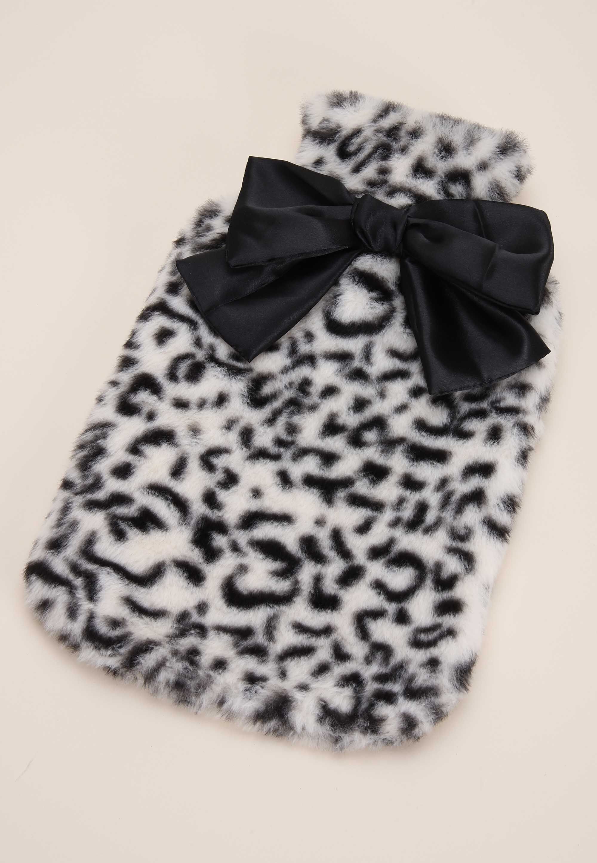 Womens Brown Leopard Fluffy Hot Water Bottle