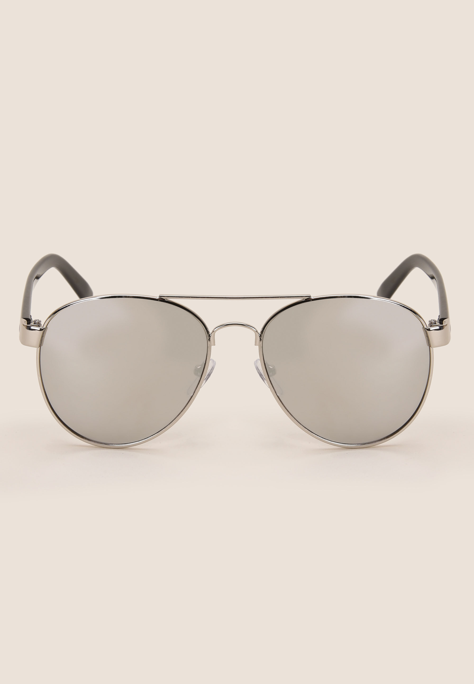 Boys Silver & Black Mirrored Aviator Sunglasses
