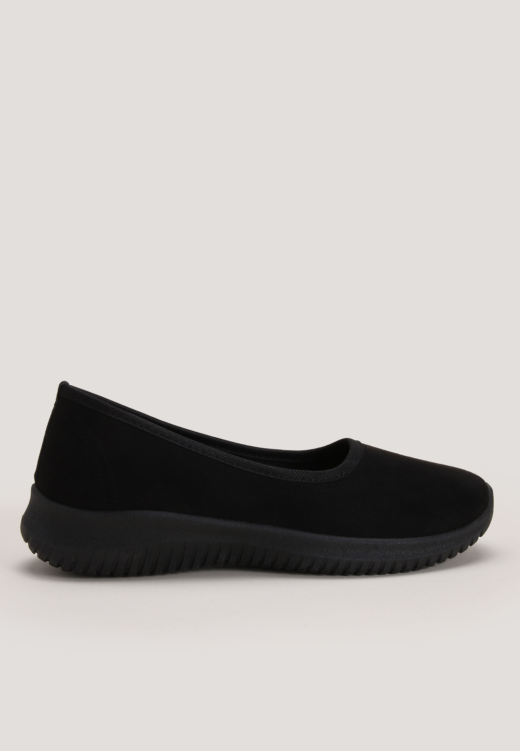 Womens Plain Black Slip On Trainers