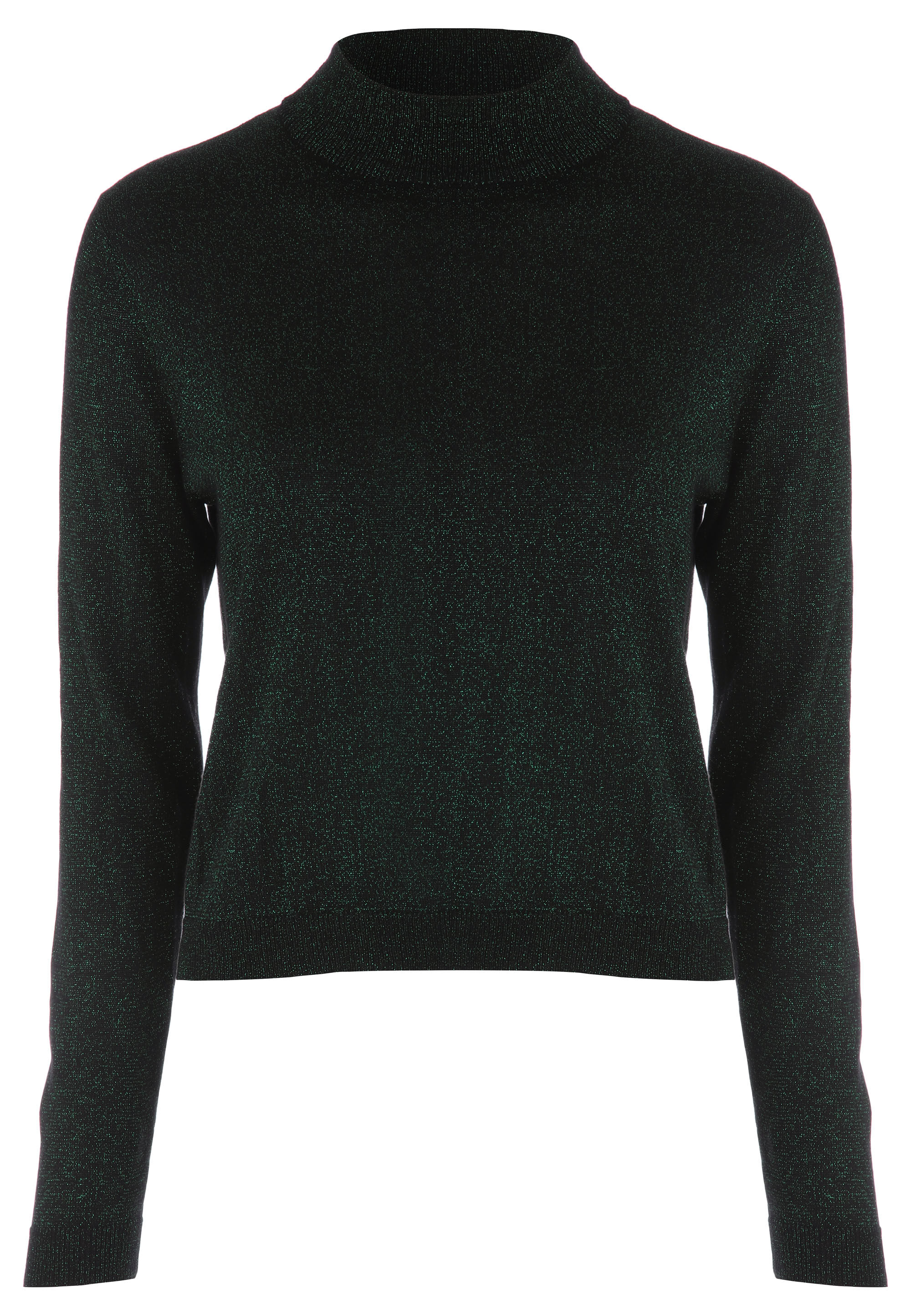 Womens Green Lurex Turtle Neck Jumper