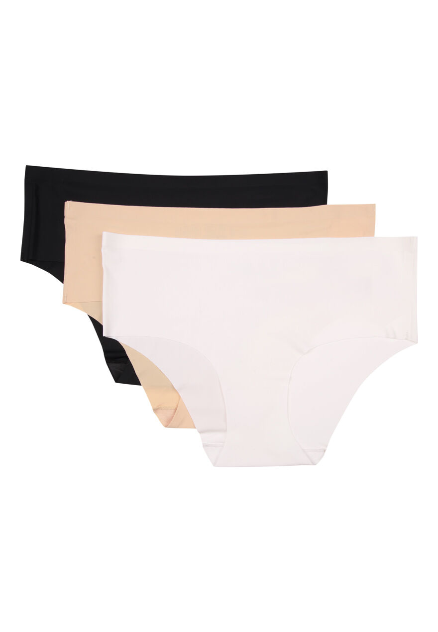 Womens 3pk Black White and Beige Seamless Briefs