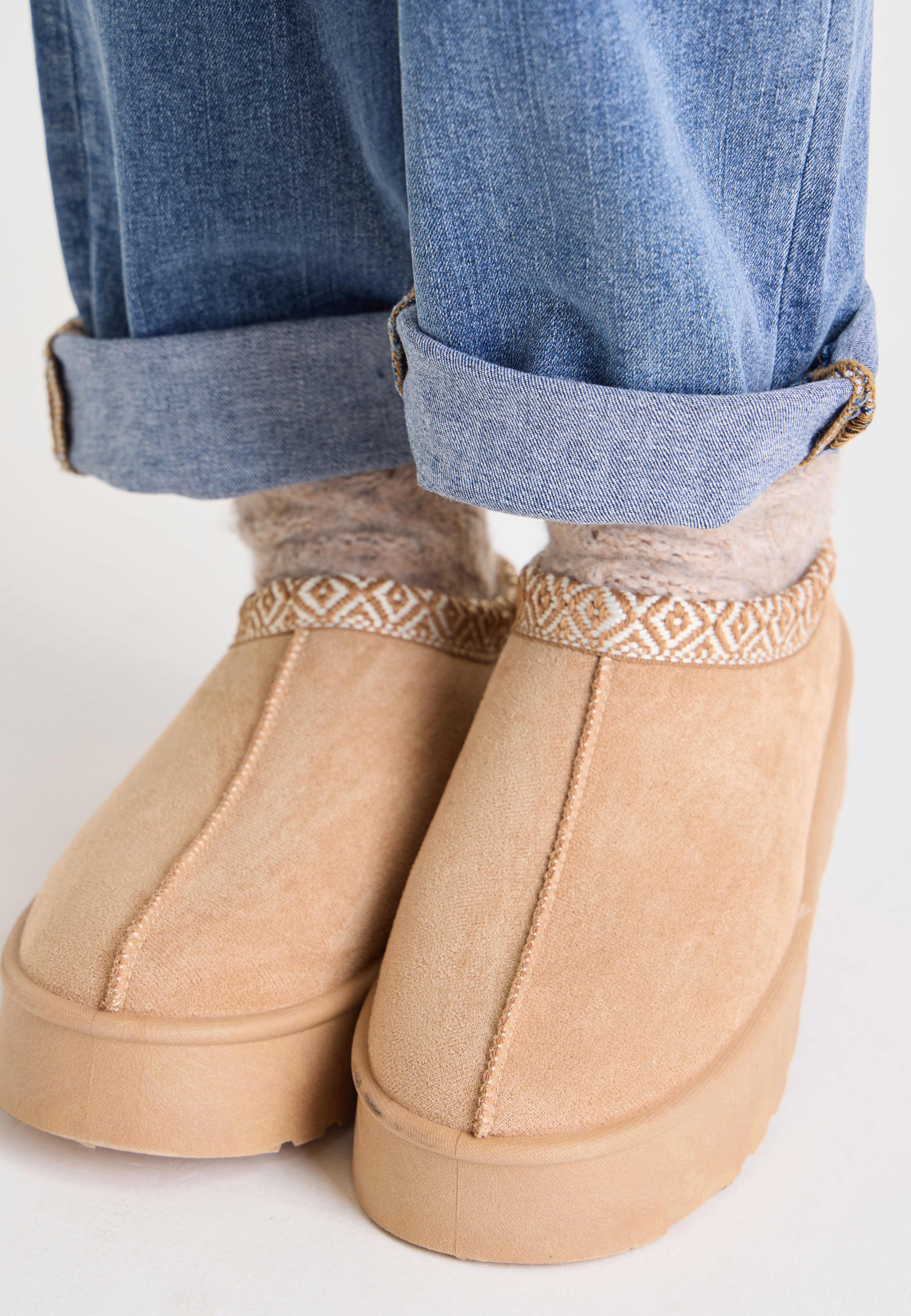 Womens Sand Casual Cosy Platform Mule