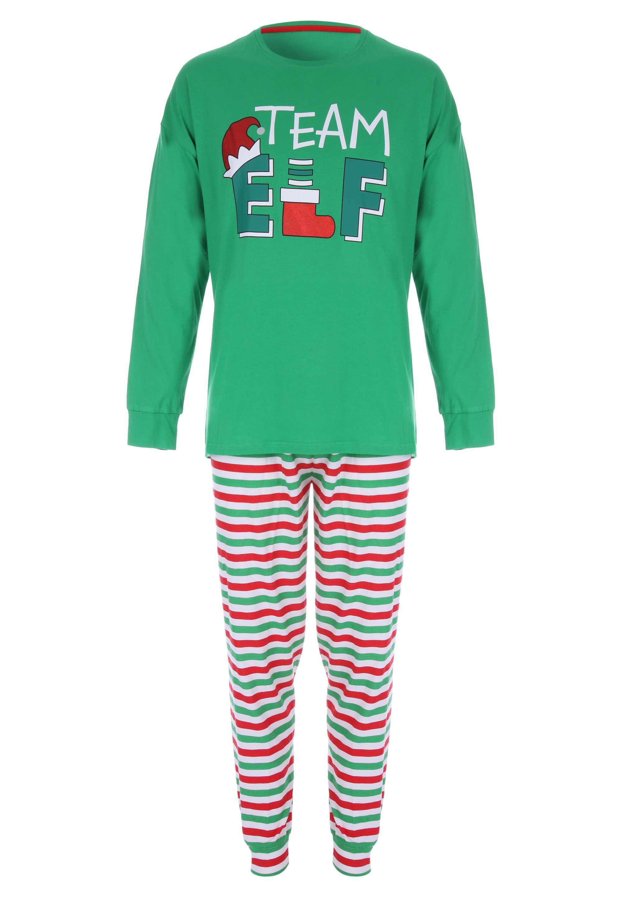 Mens Green Team Elf Christmas Family Pyjama Set