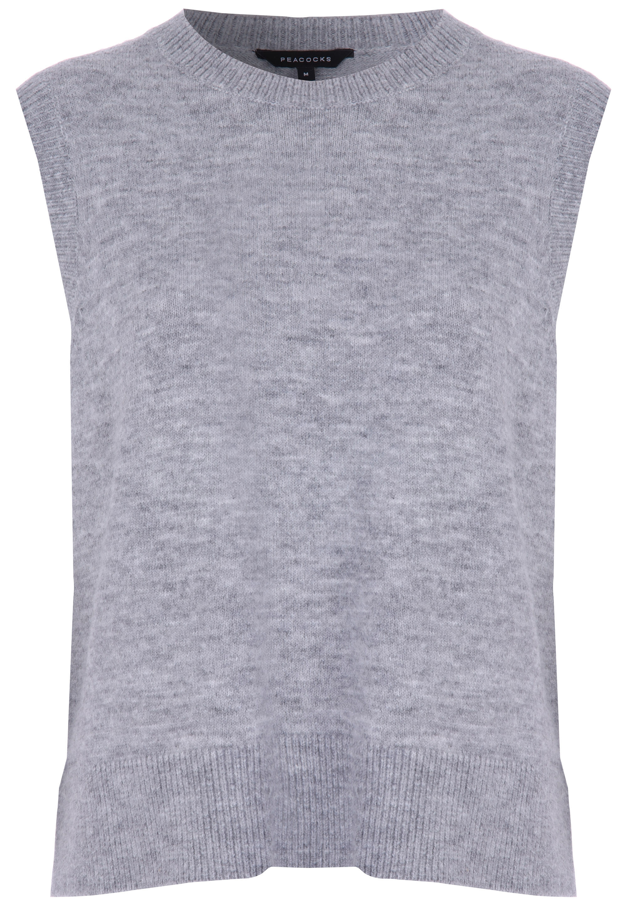 Womens Grey Plain Sleeveless Jumper