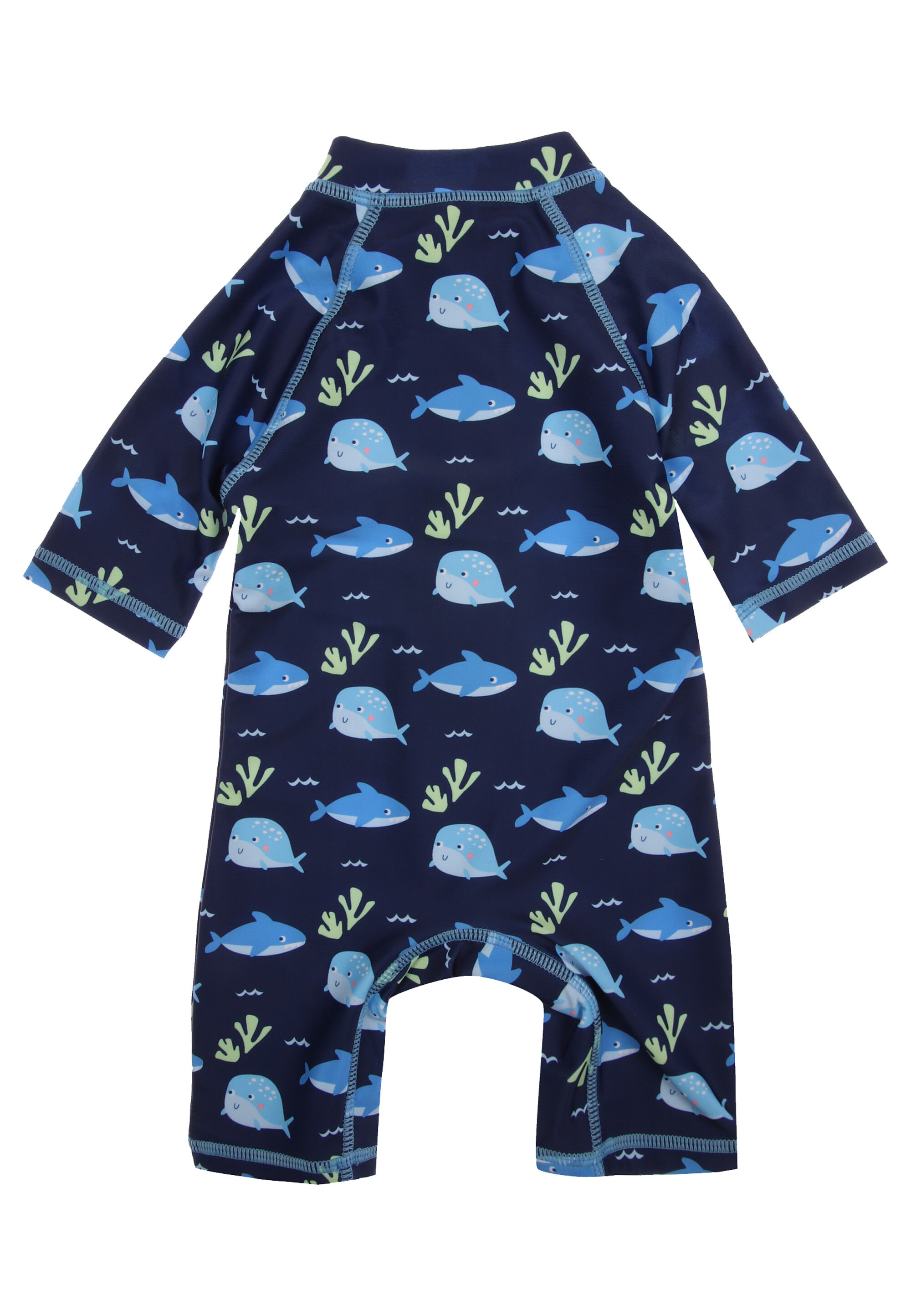 Baby Boys Navy Shark Print Sun Safe Swimsuit