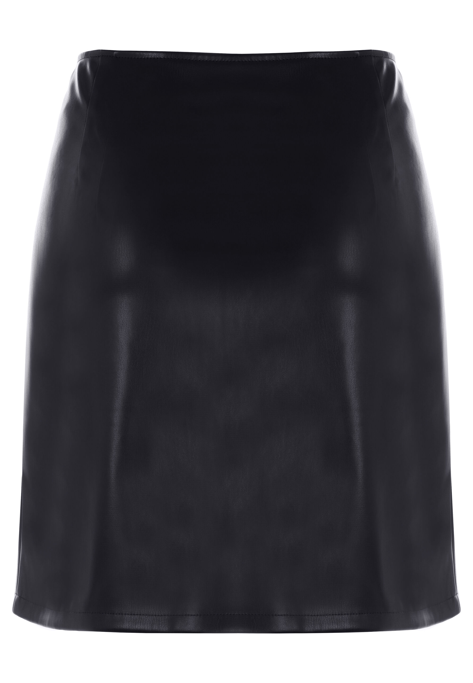 Womens Black Plain PU Mini Skirt