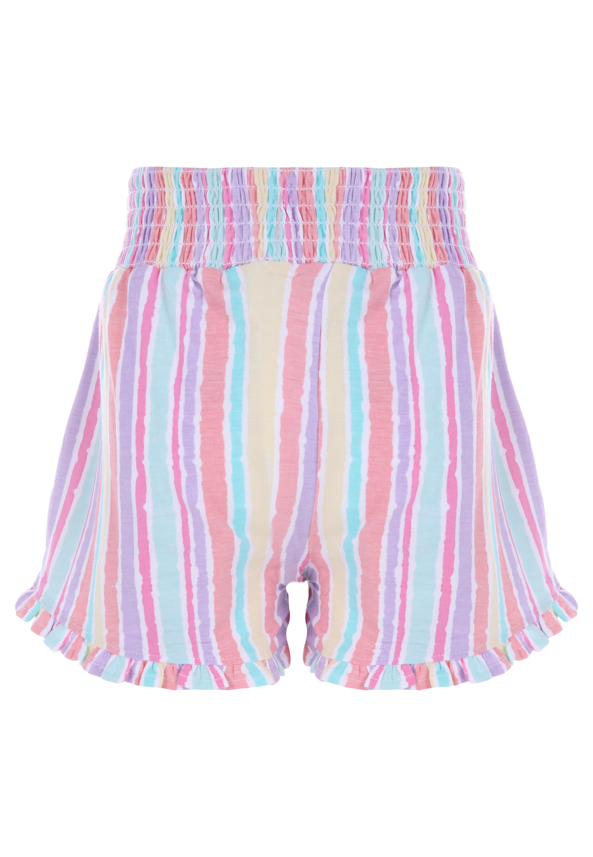 Younger Girls Pink Stripe Frill Shorts