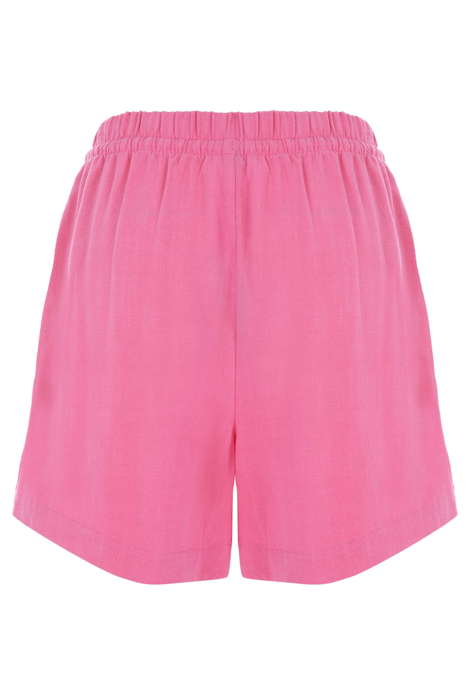 Womens Hot Pink Linen Pull On Shorts