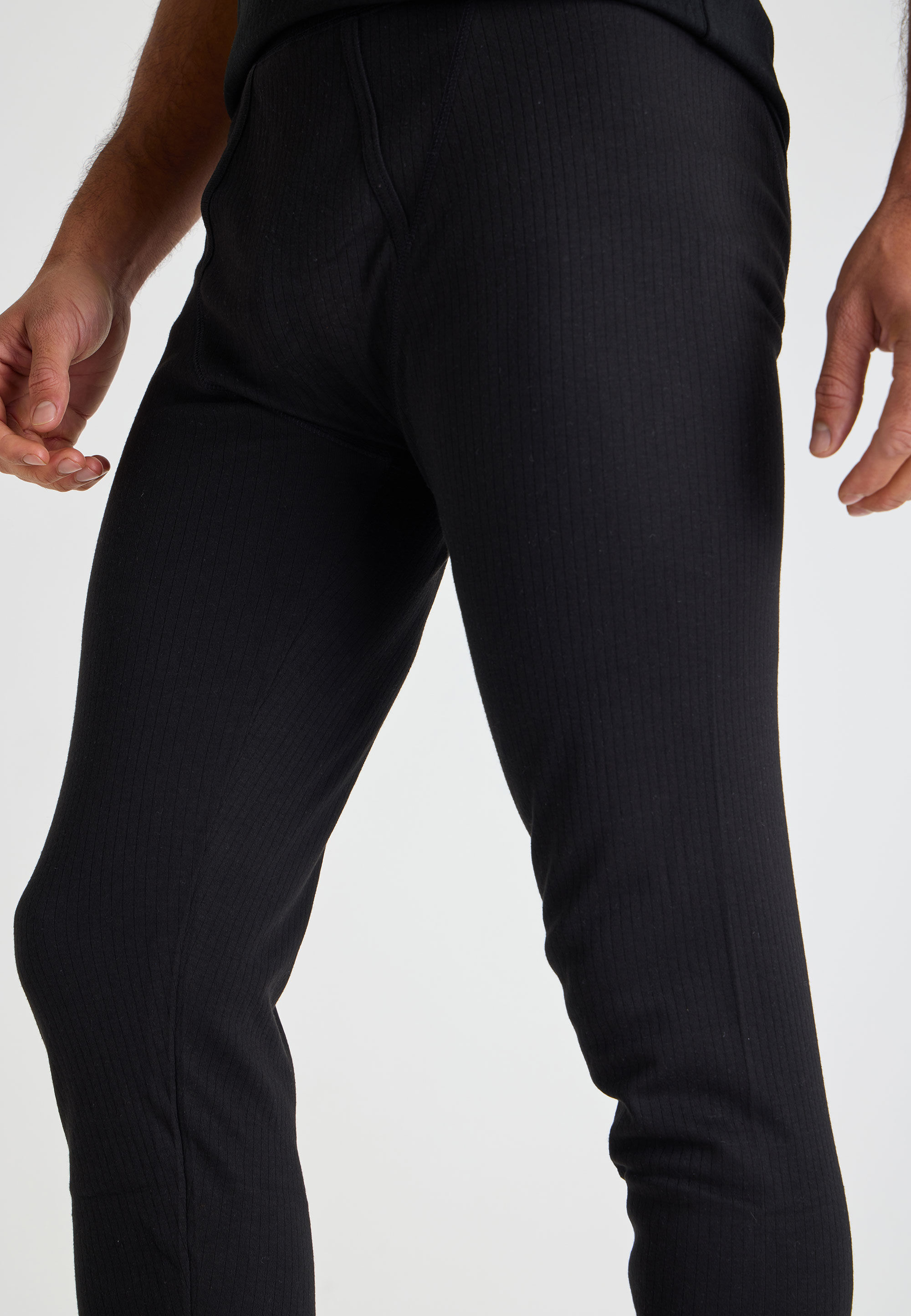 Mens Black Plain Thermal Long John Bottoms
