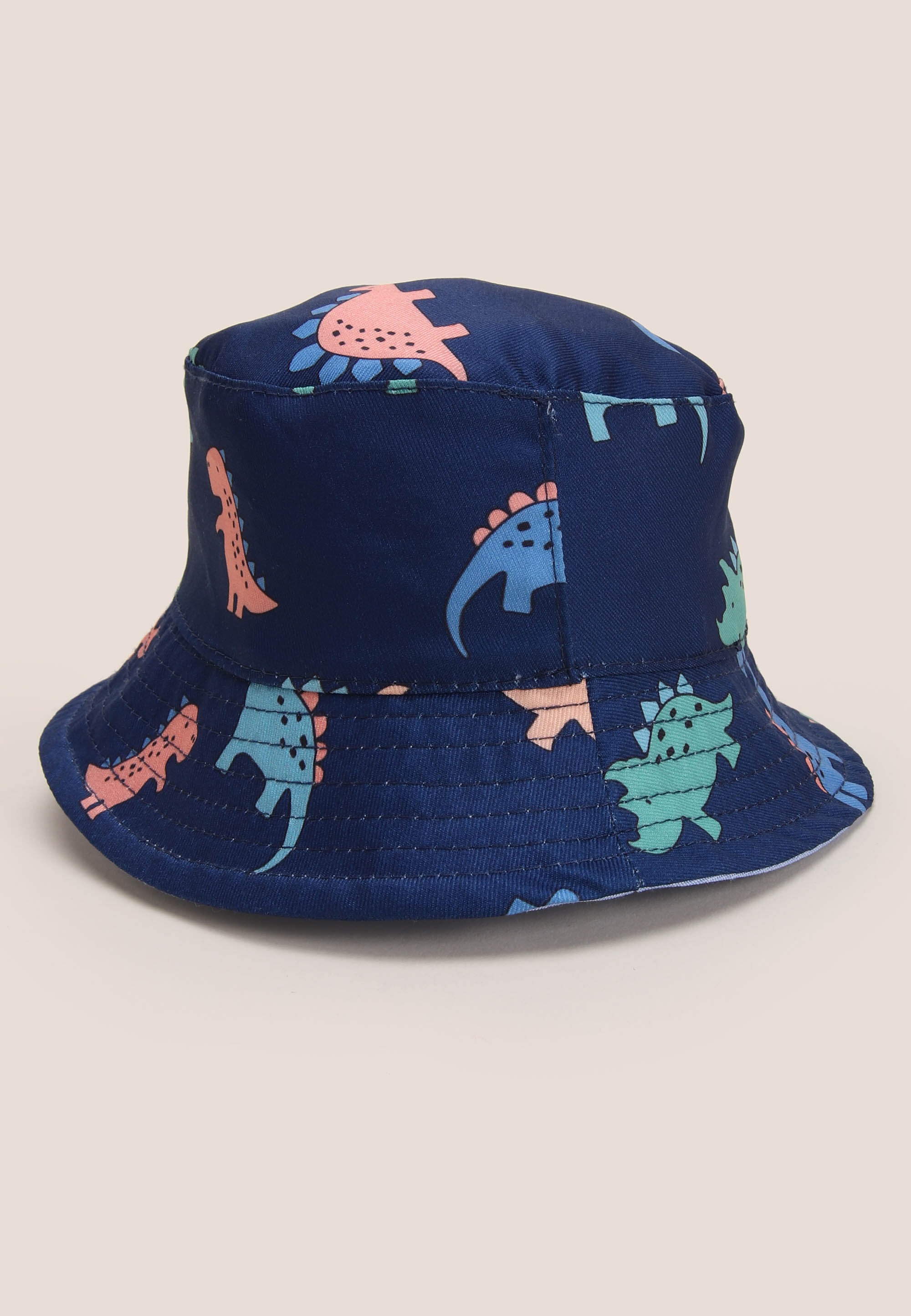 Baby Boys Blue Dinosaur Reversible Bucket Hat