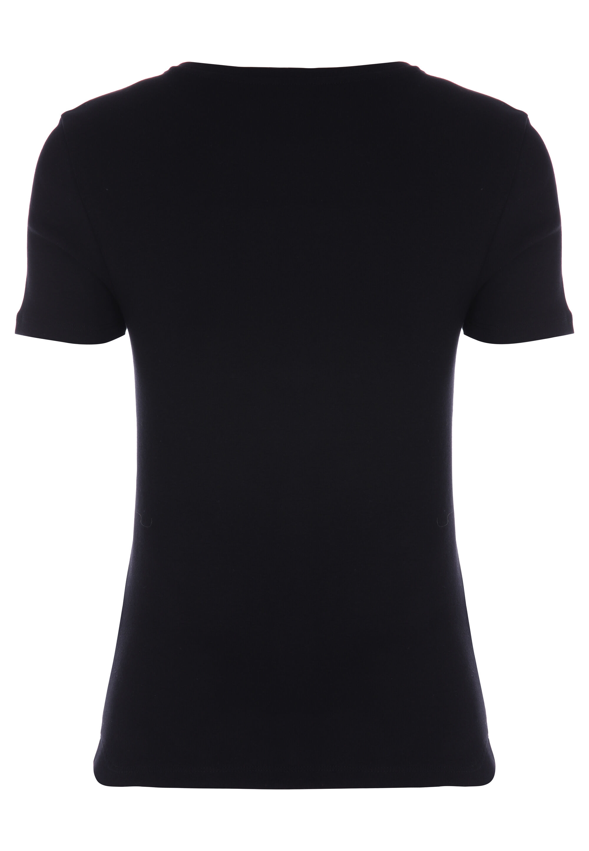Womens Black Plain Fitted Crew Neck Top