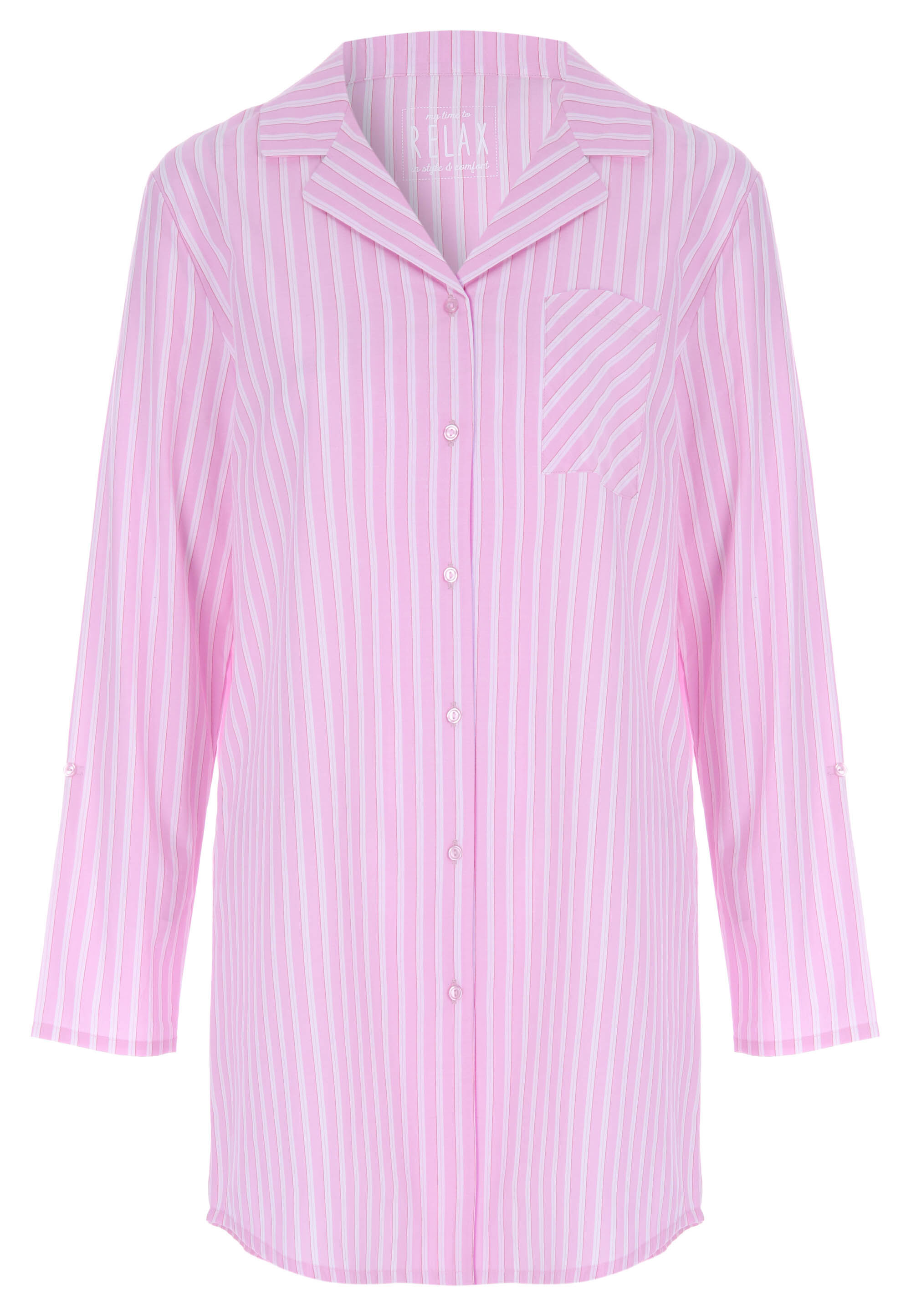 Womens Pink Stripe Long Sleeve Nightshirt