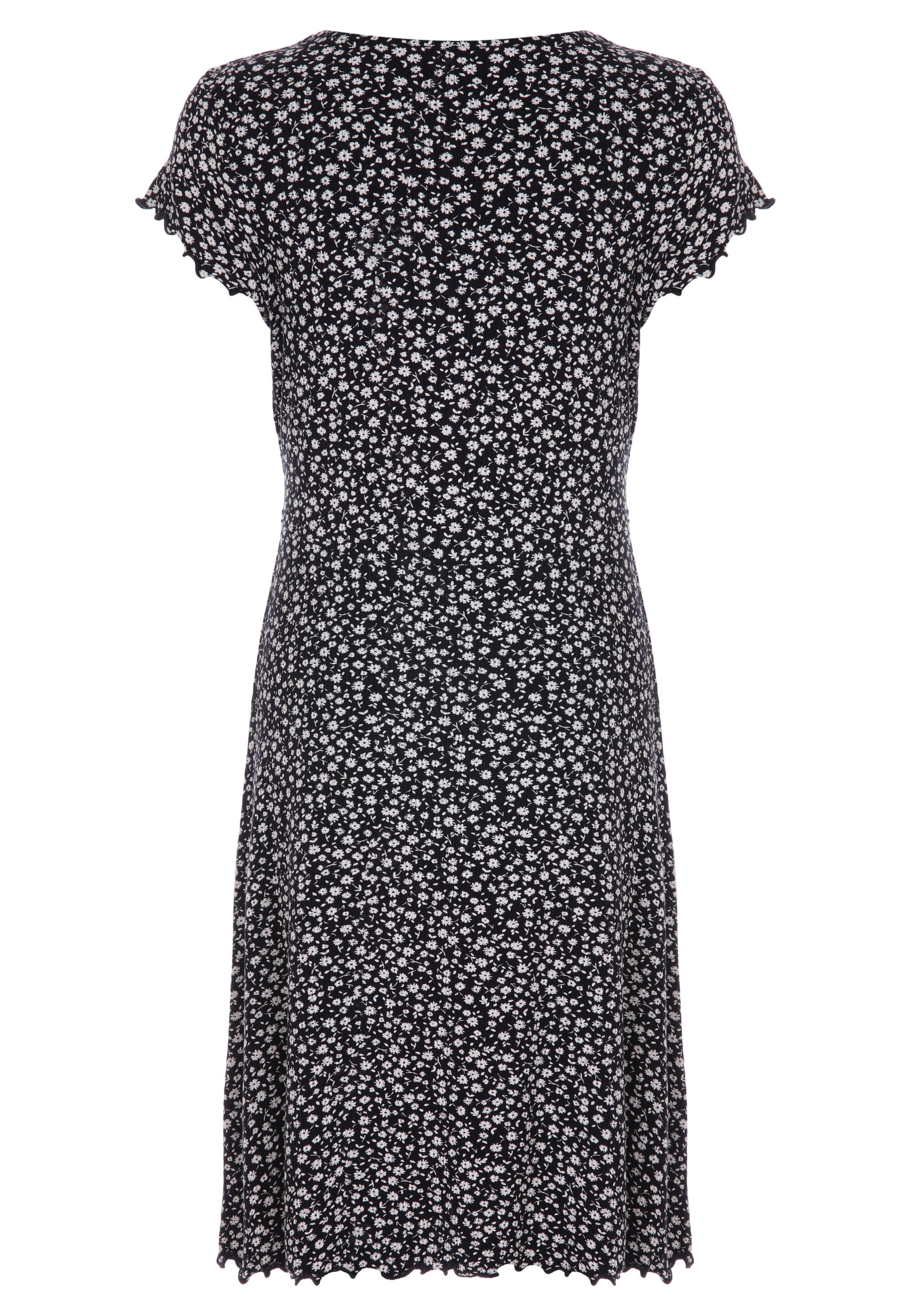 Older Girls Black & White Floral Print Dress