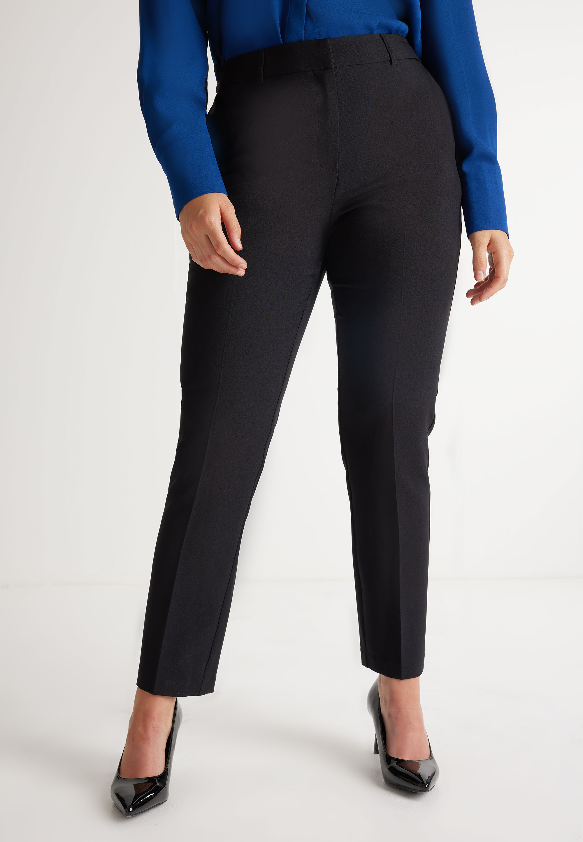 Womens Black Tapered Leg Trousers