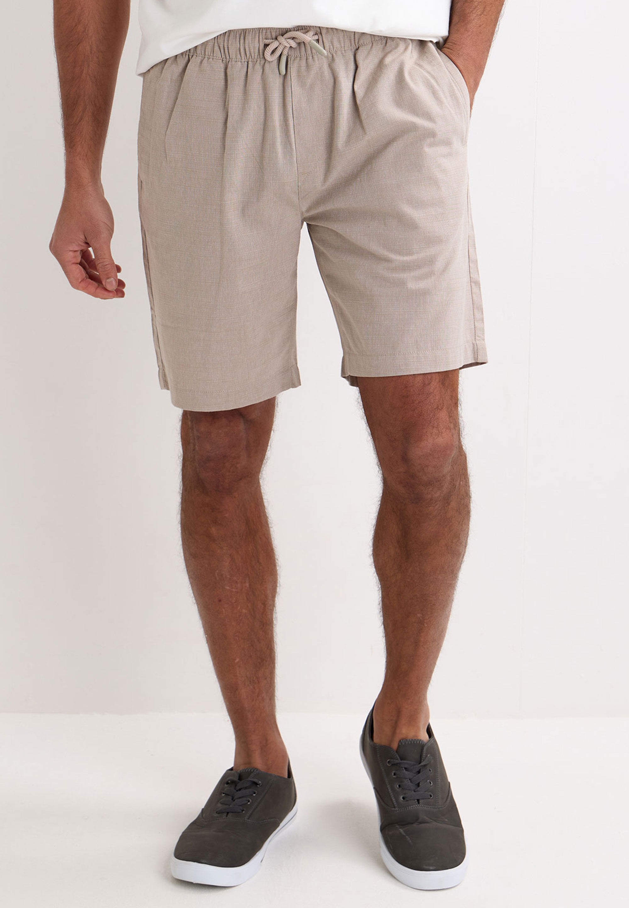 Mens Stone Cotton Slub Textured Shorts