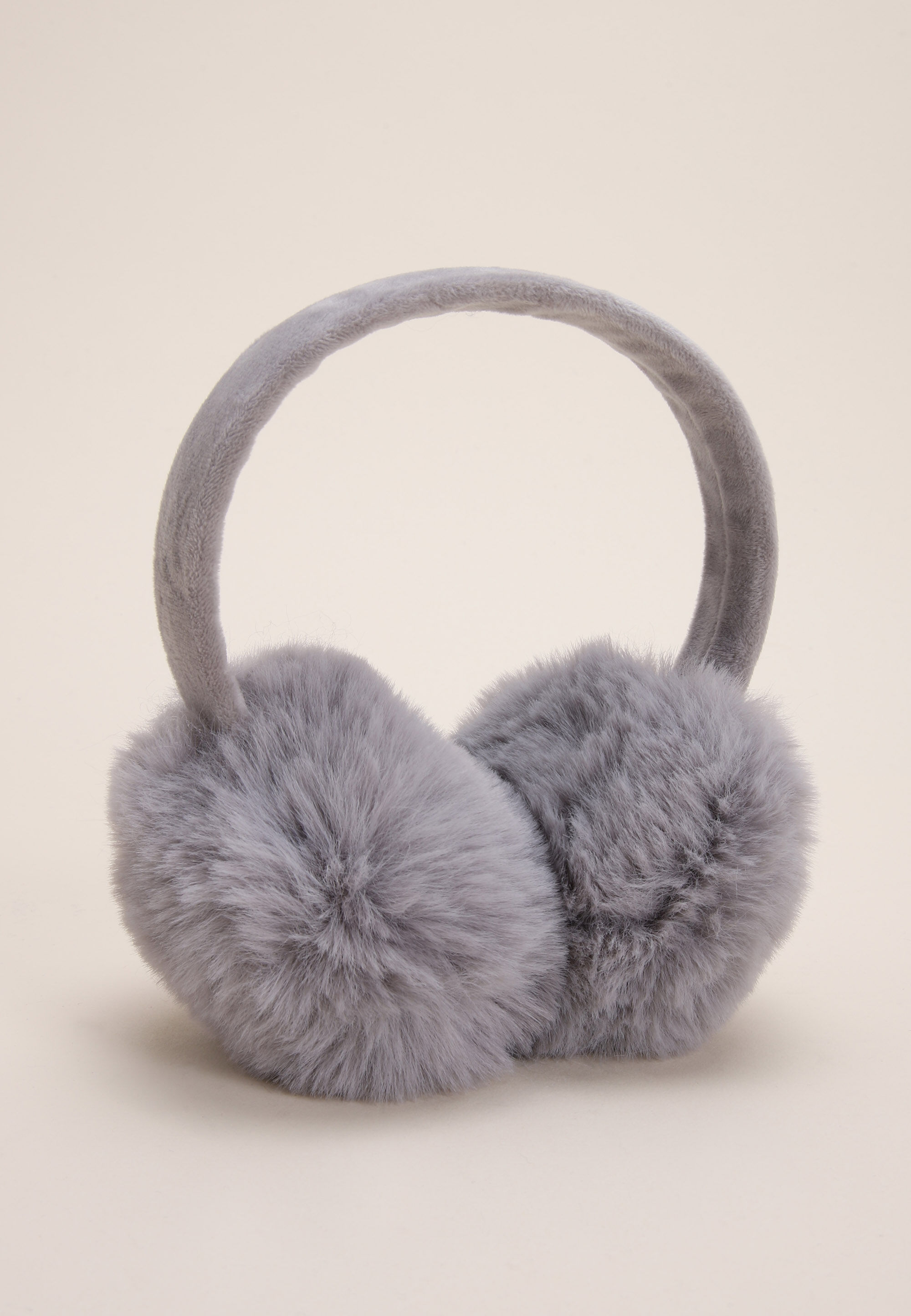 Womens Grey Plain Fluffy Earmuffs