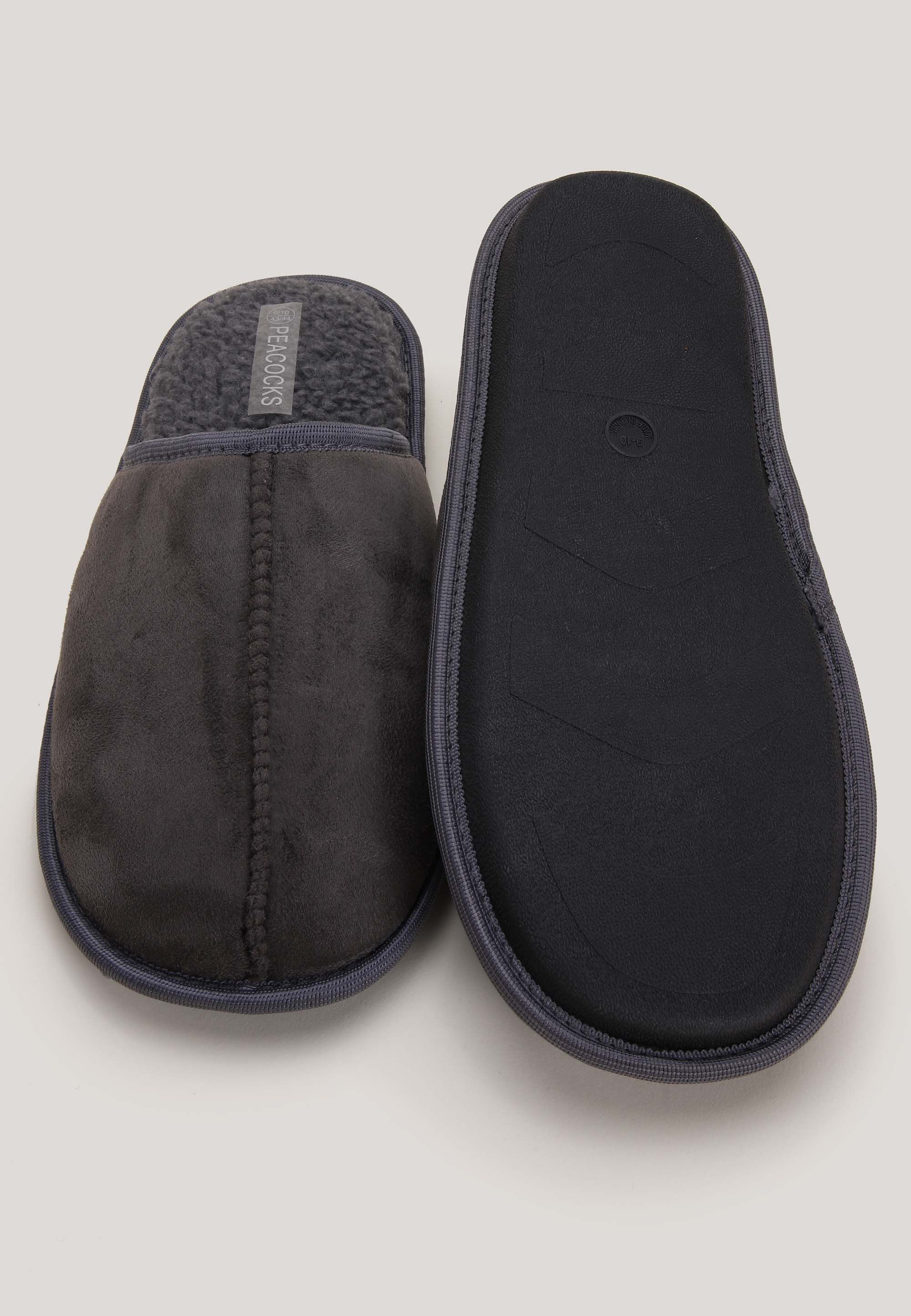 Mens Charcoal Plain Mule Slippers