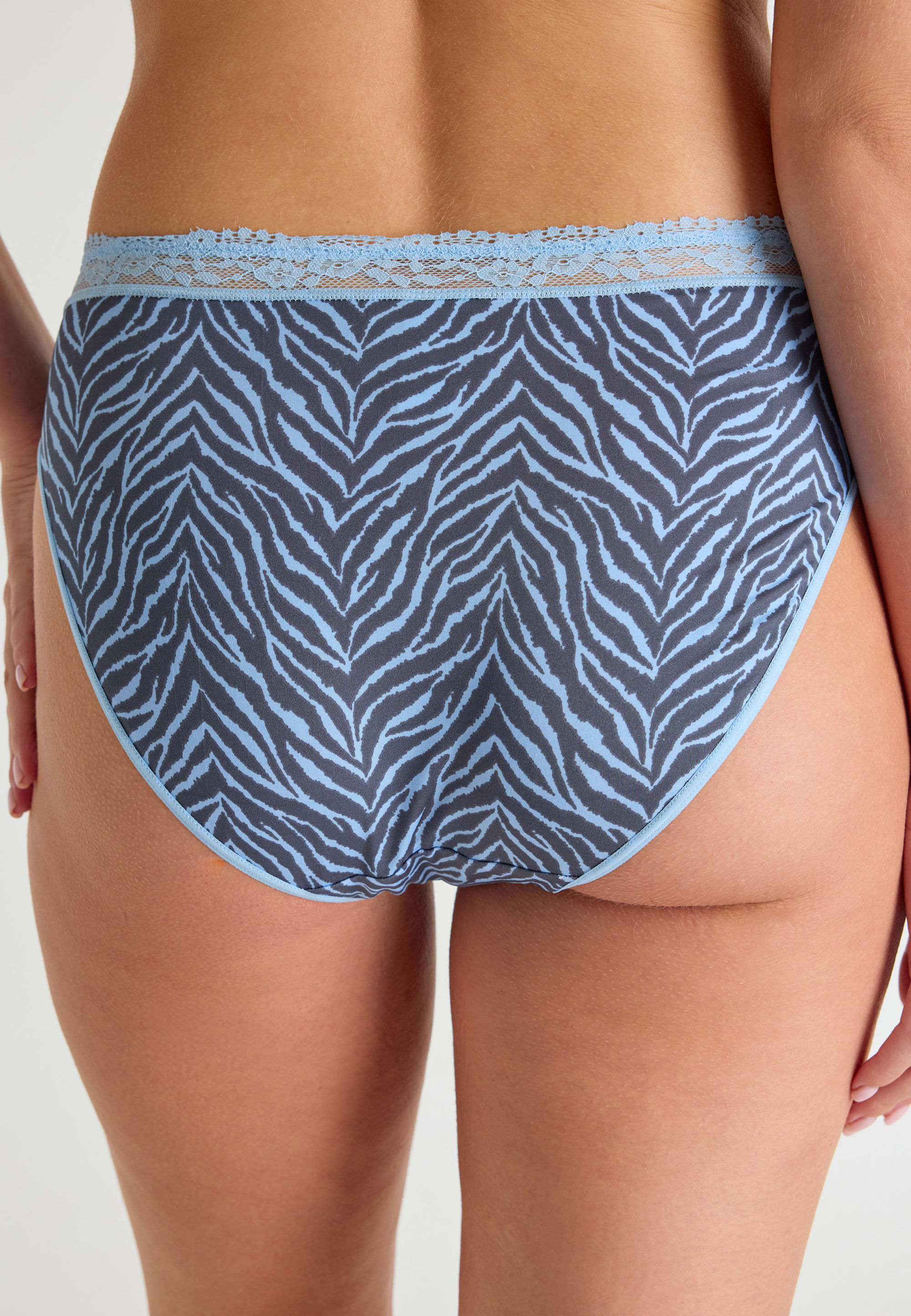Womens 3pk Blue Zebra Print High Cut Briefs