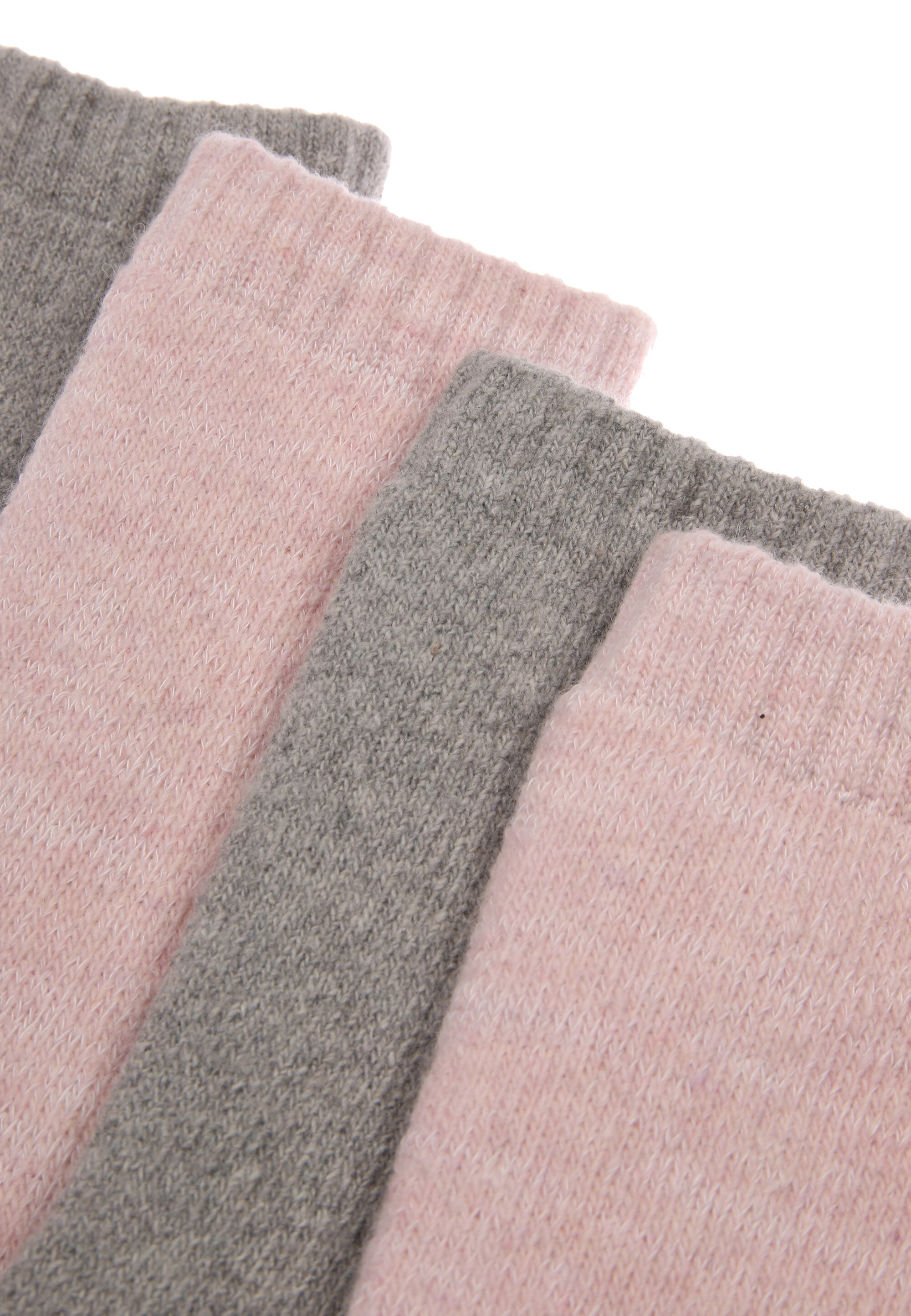 Womens 2pk Grey & Pink Stripe Heavy Weight Socks
