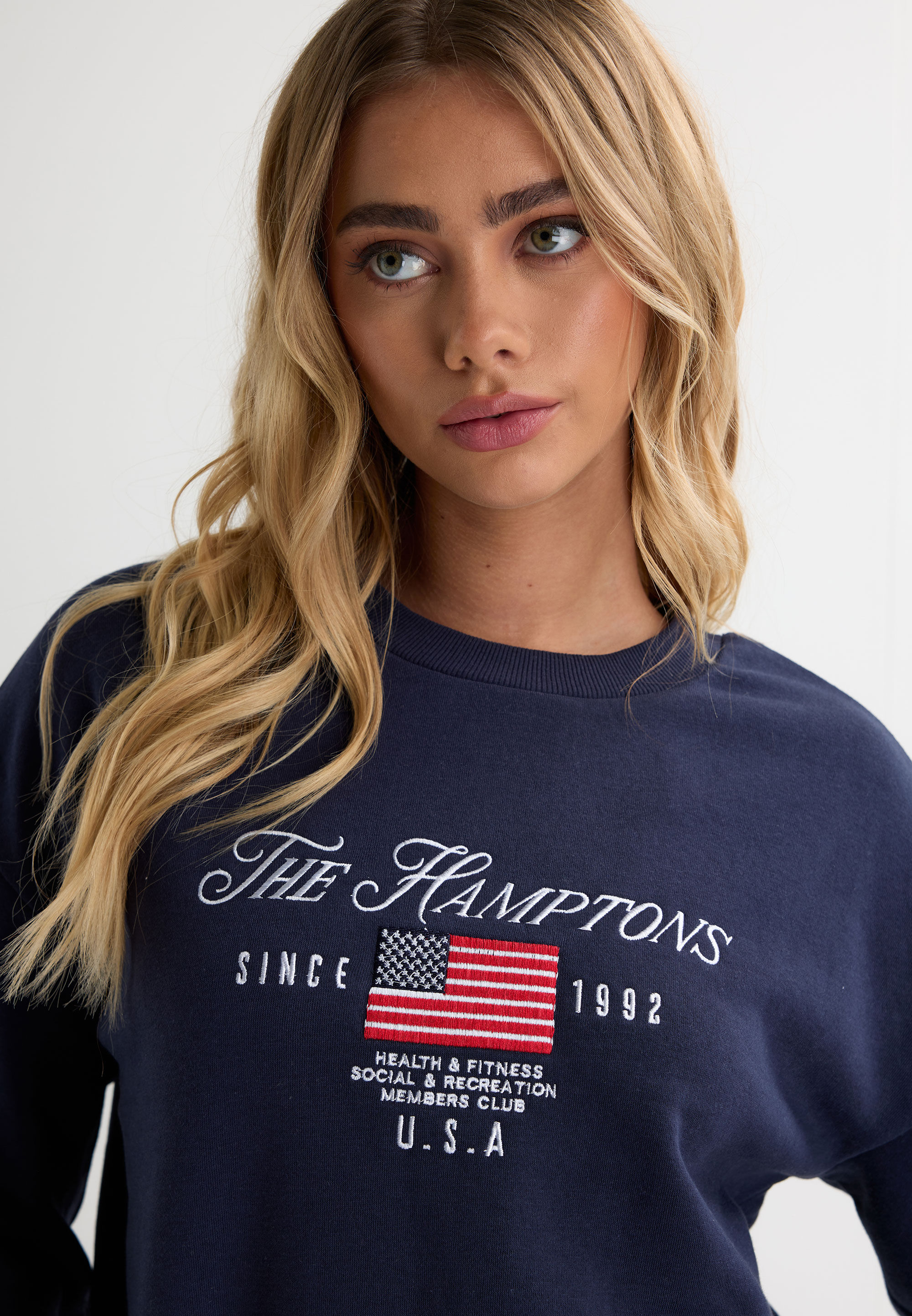 Womens Navy Hamptons 1992 Graphic Sweatshirt