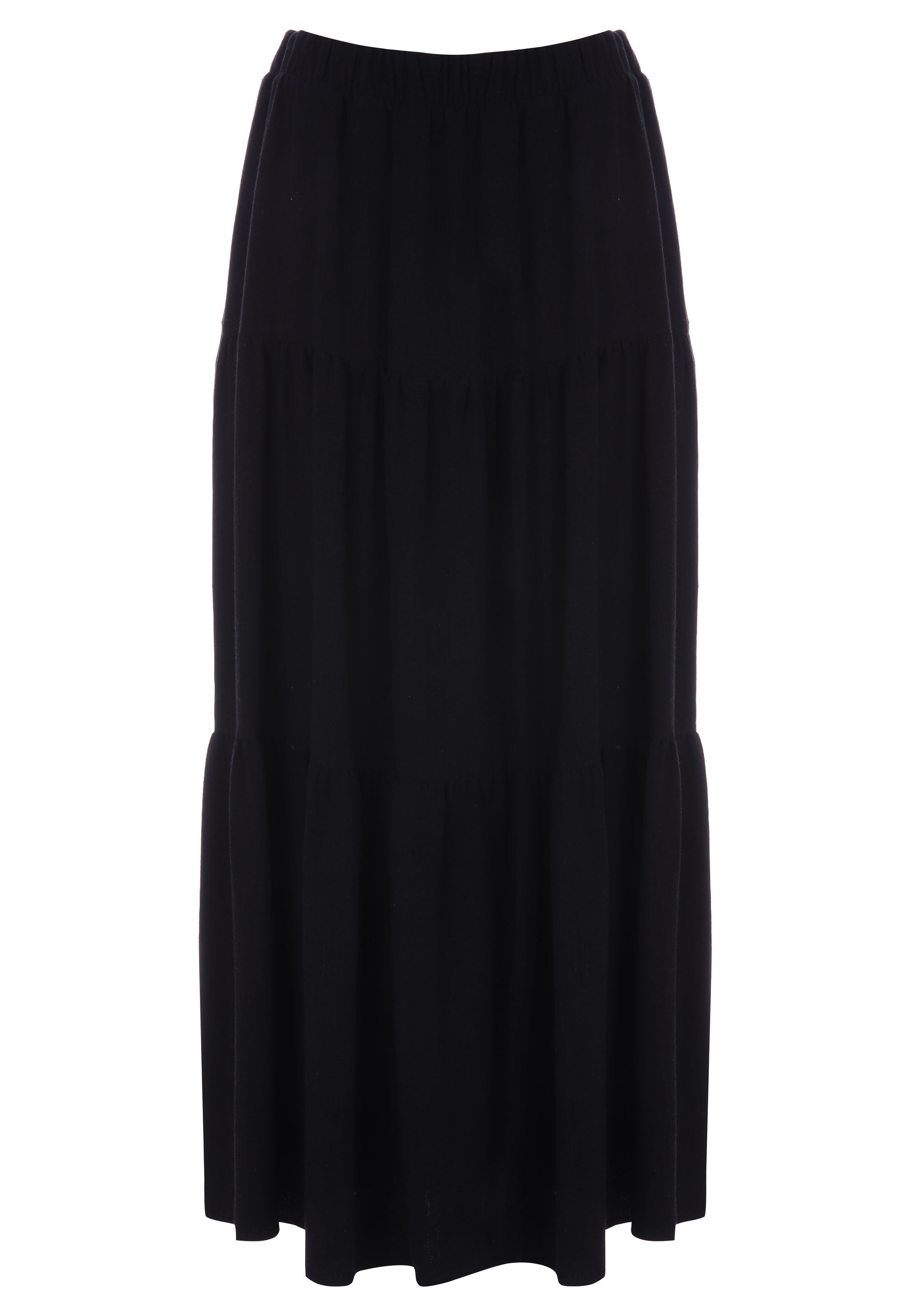 Womens Black Plain Linen Maxi Skirt