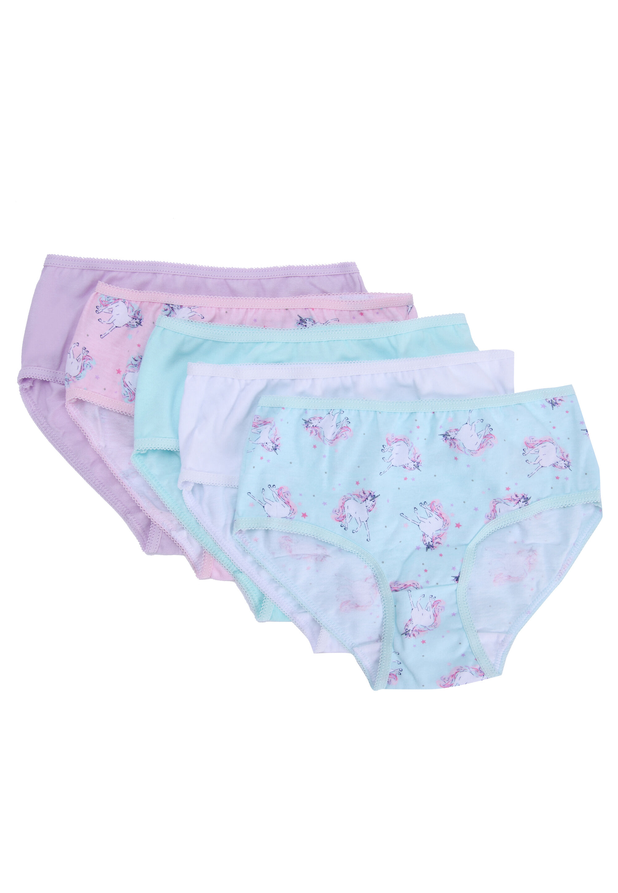 Younger Girls 5pk Blue & Lilac Unicorn Briefs
