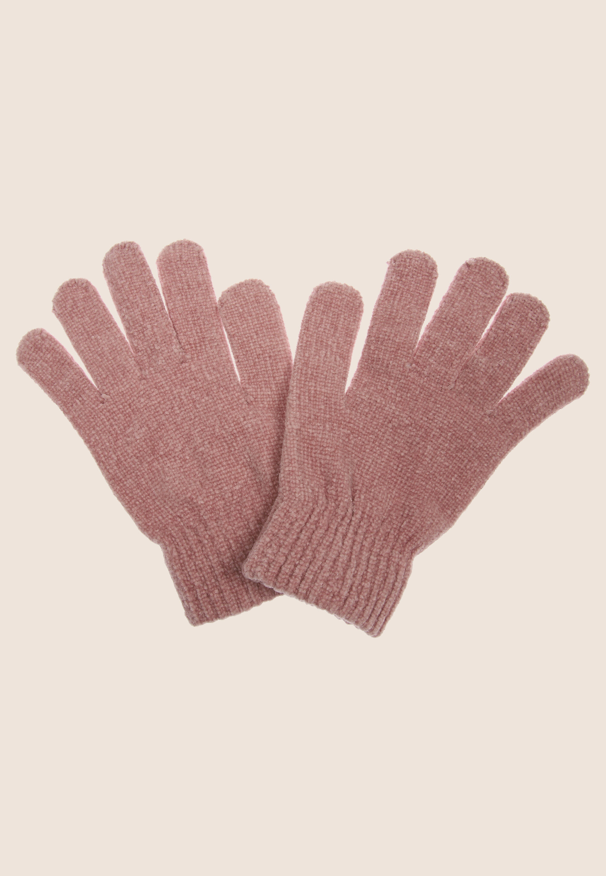 Womens Pink Chenille Gloves