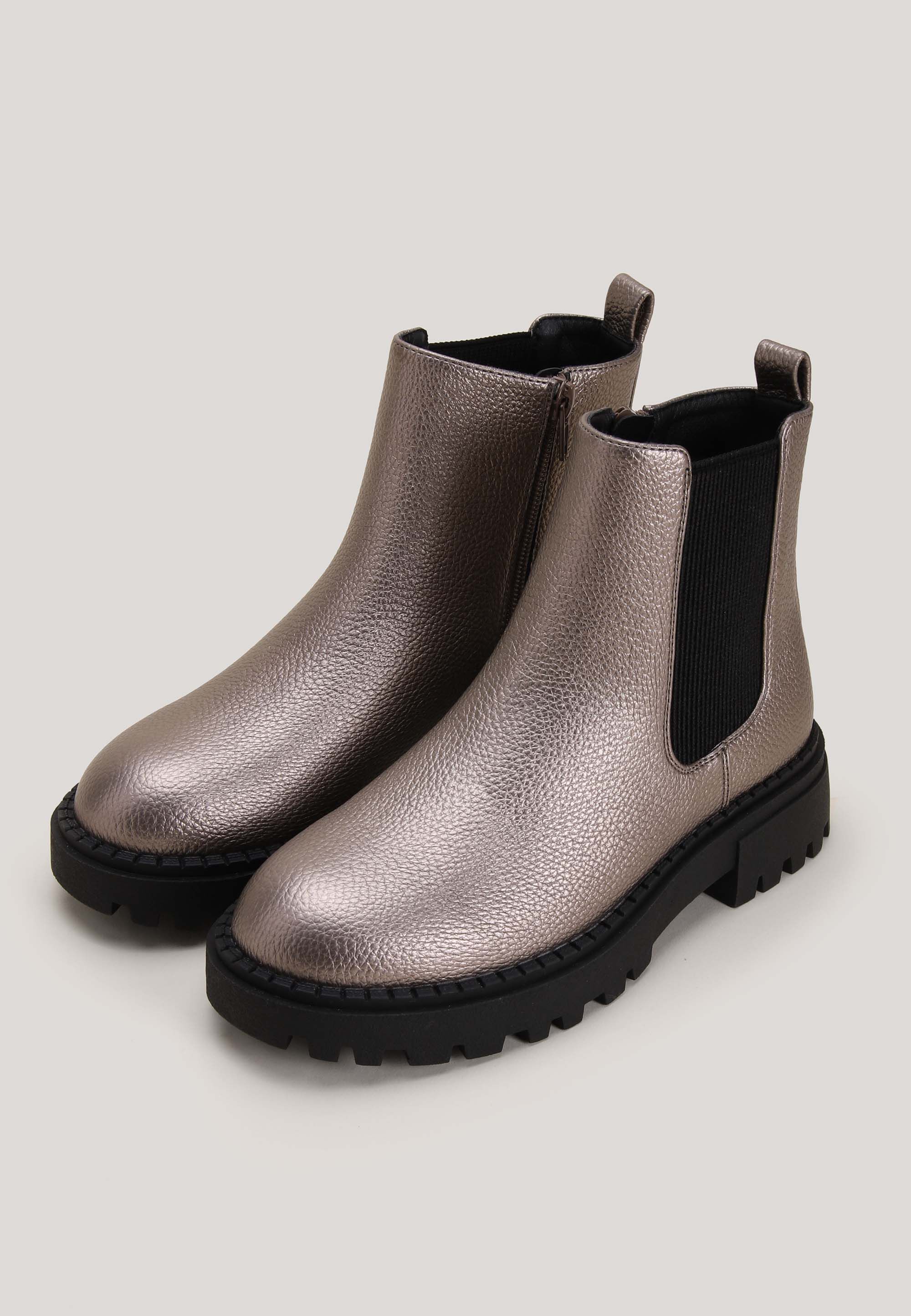 Older Girls Metallic Silver Chelsea Ankle Boots