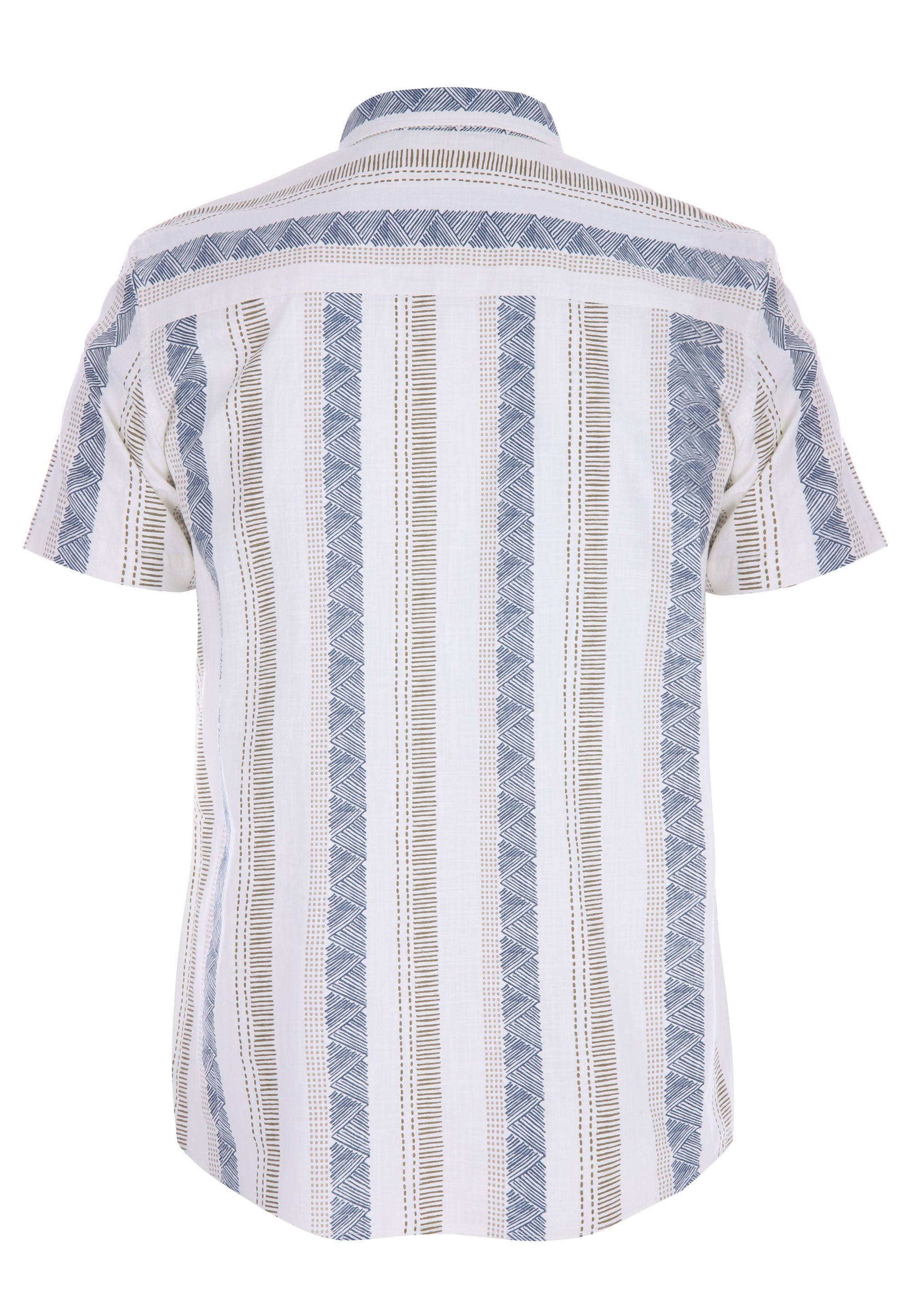 Mens Ecru Stripe Short Sleeve Shirt