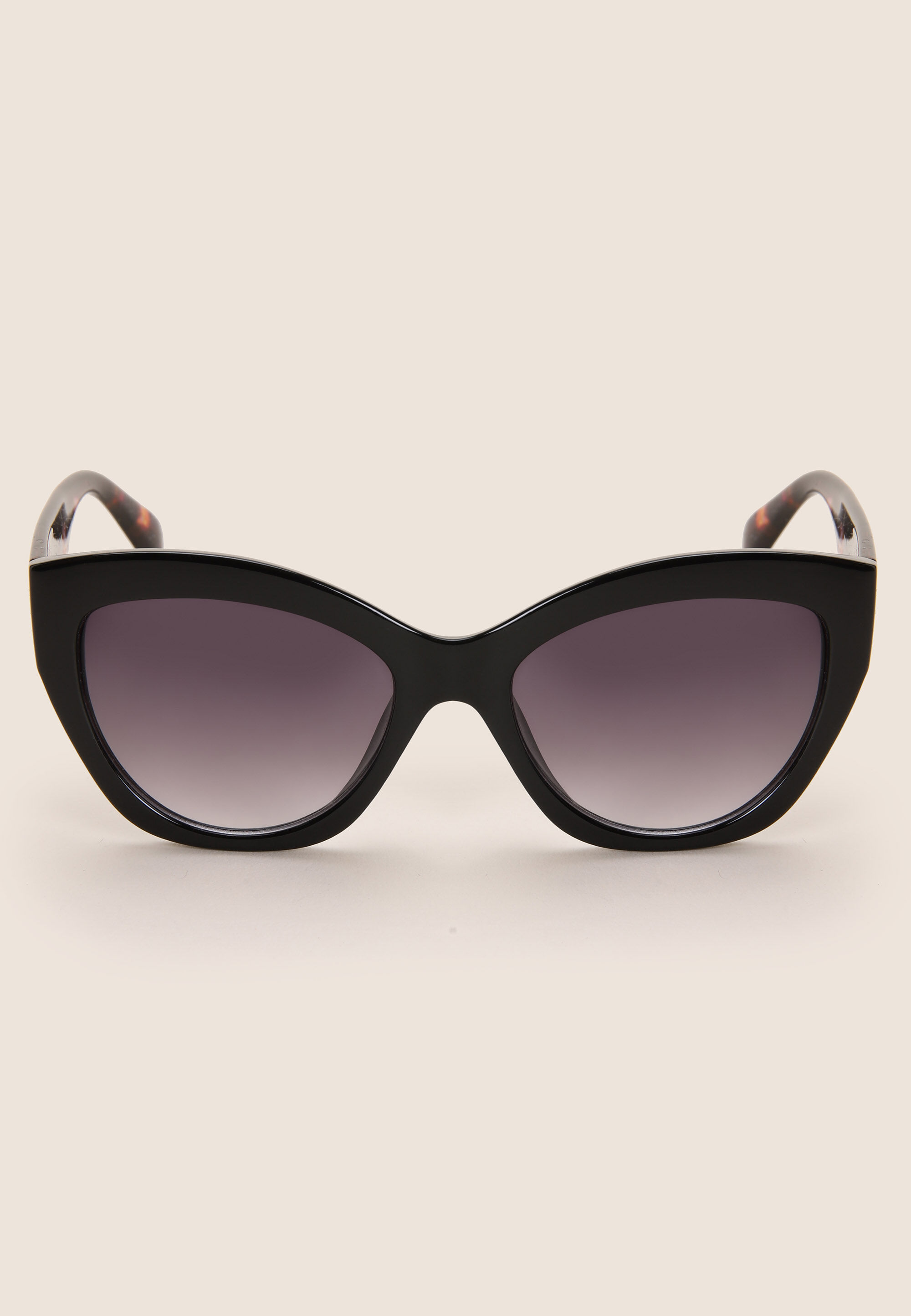 Womens Black Patterned Cats Eye Sunglasses