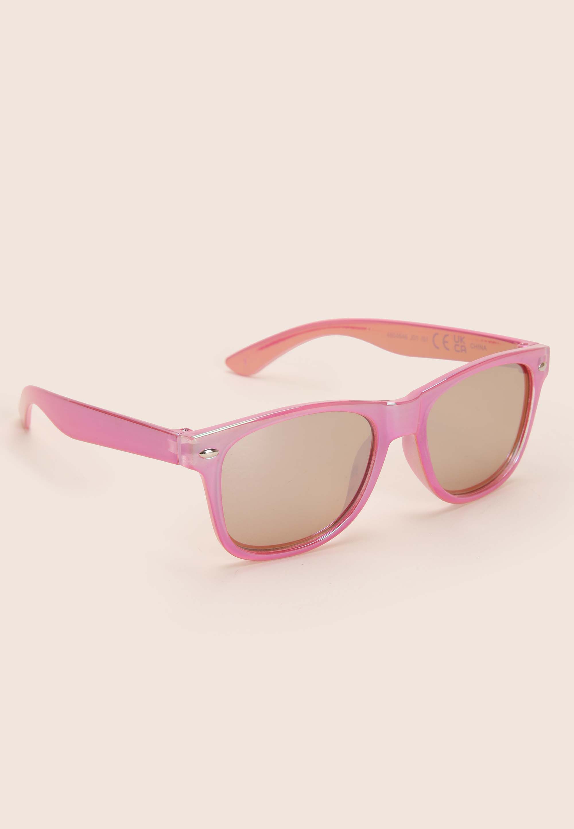 Girls Pink Shimmer Retro Sunglasses
