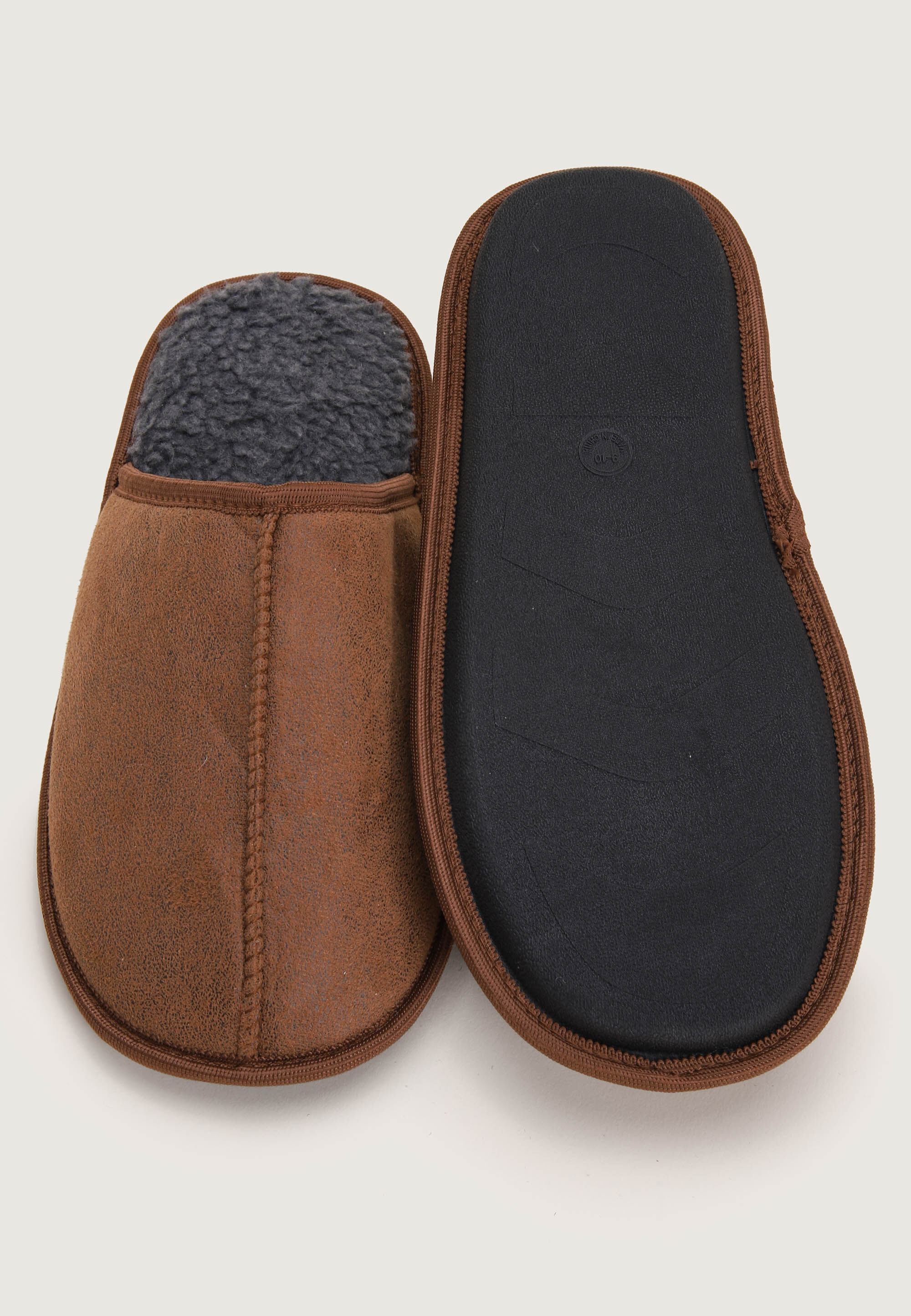 Mens Brown Plain Mule Slippers